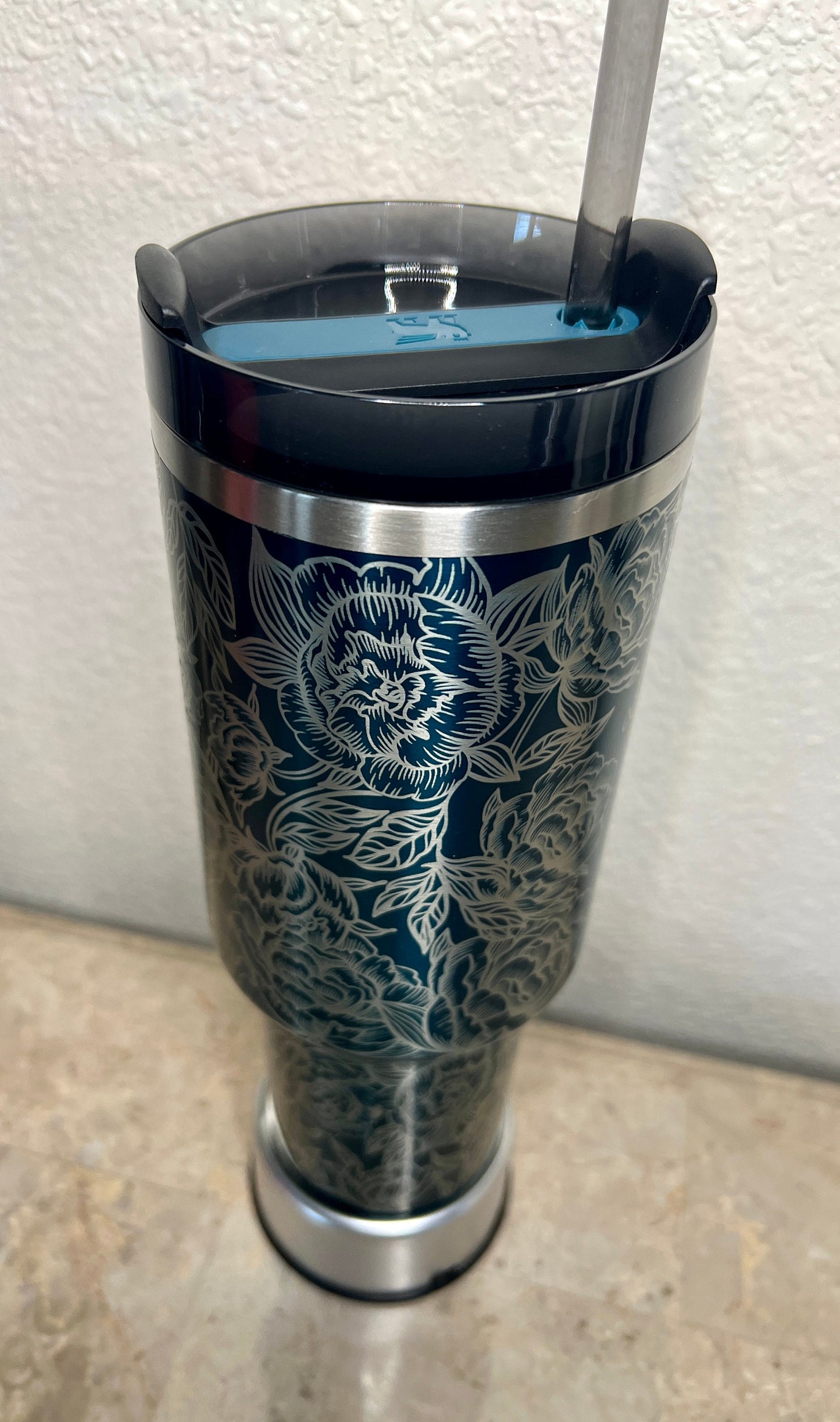 Peony -40 Oz Stanley Quencher H2.0 Travel Tumbler with Handle - Full Wrap Engraved-Mothers Day-Learn/Live/Hope