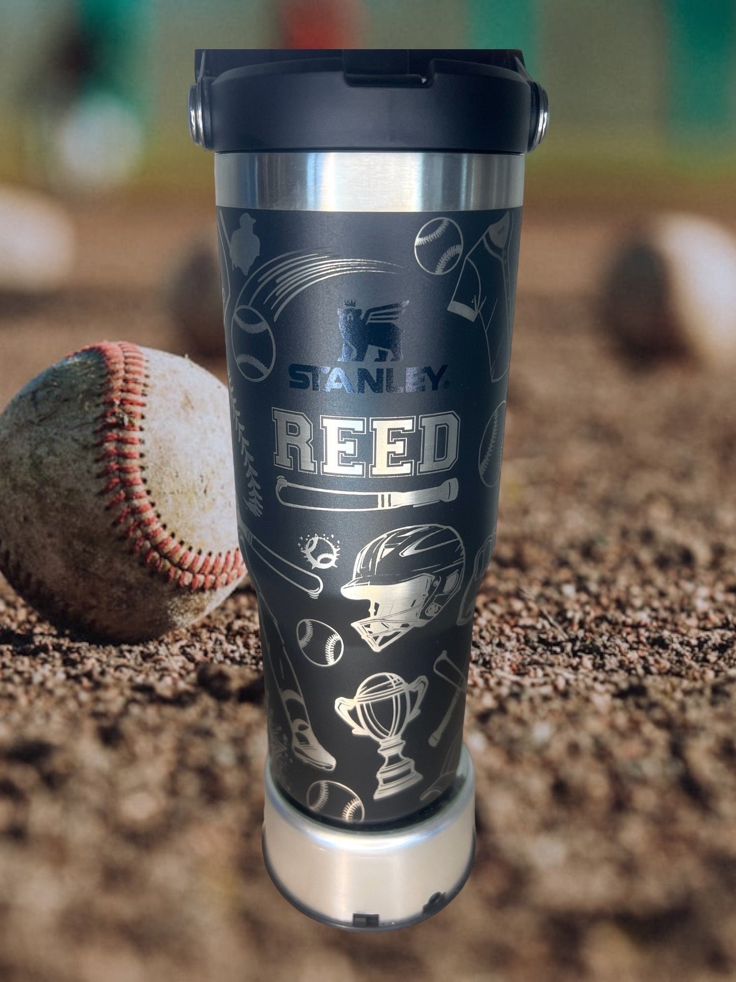 Baseball Life -40 OZ Stanley Quencher H2.0 Travel Tumbler with Handle-Full Wrap Laser Engraved