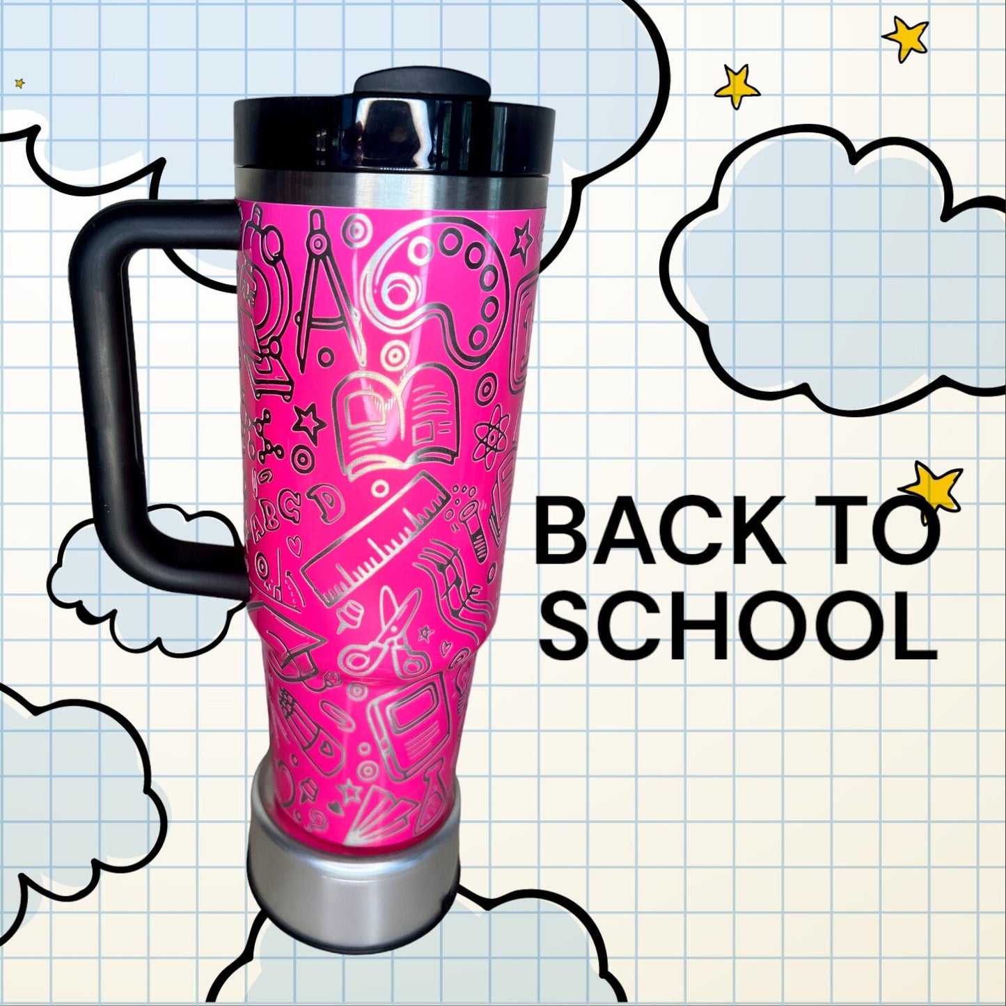 TEACHER-30 OZ Stanley H2.0 Quencher Tumbler With Handle-Full Wrap Engraved-GIFT
