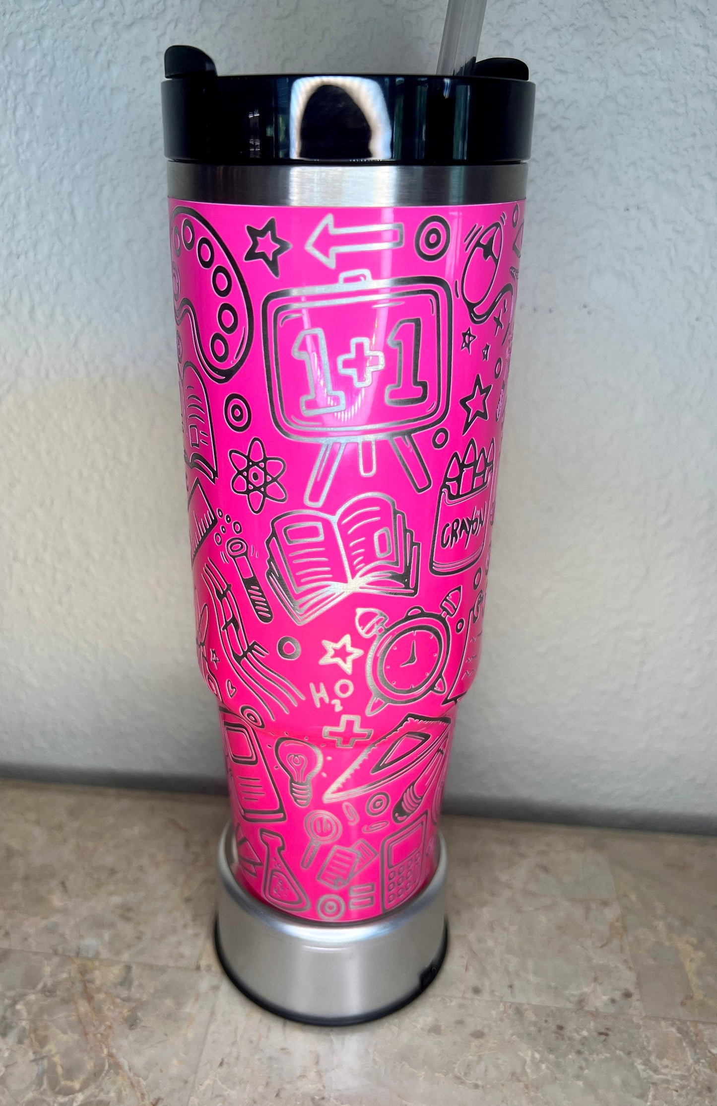 TEACHER-30 OZ Stanley H2.0 Quencher Tumbler With Handle-Full Wrap Engraved-GIFT