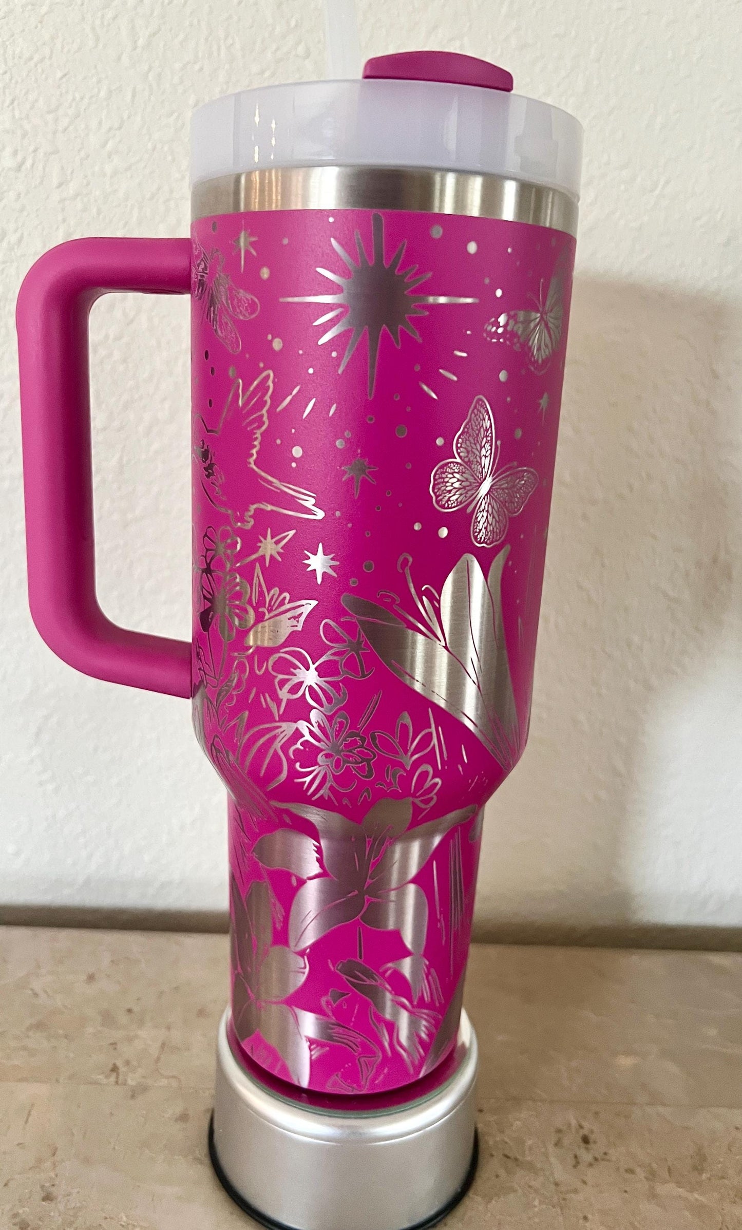 Hummingbird Dragonfly Stanley Quencher: 40 Oz Engraved Travel Tumbler