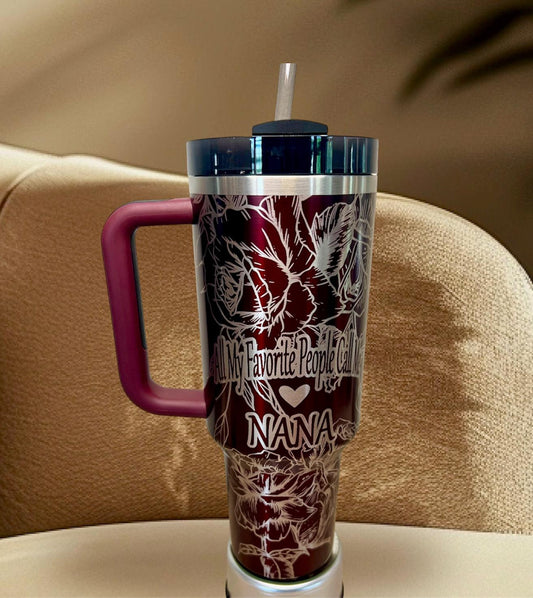 Personalized Laser Engraved Stanley Tumbler - Roses Design