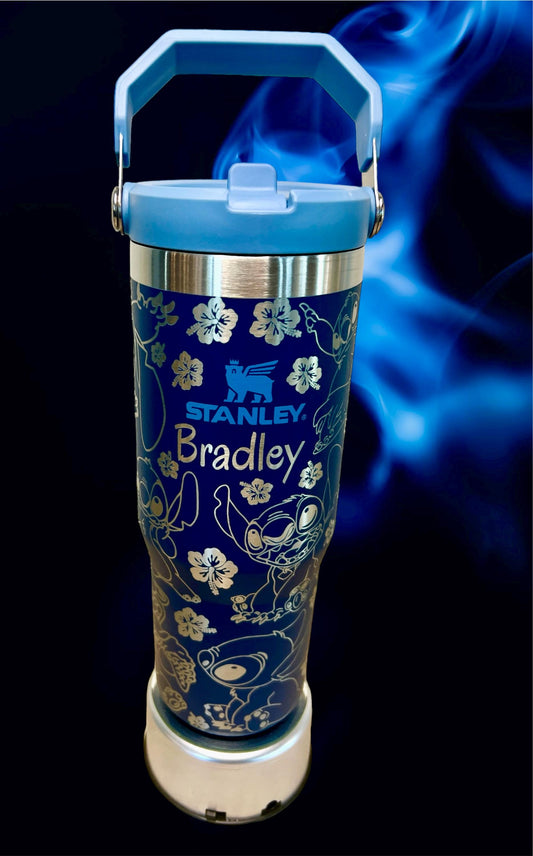 Engraved Blue Alien Stanley Iceflow Flip Straw Tumbler - 30 oz