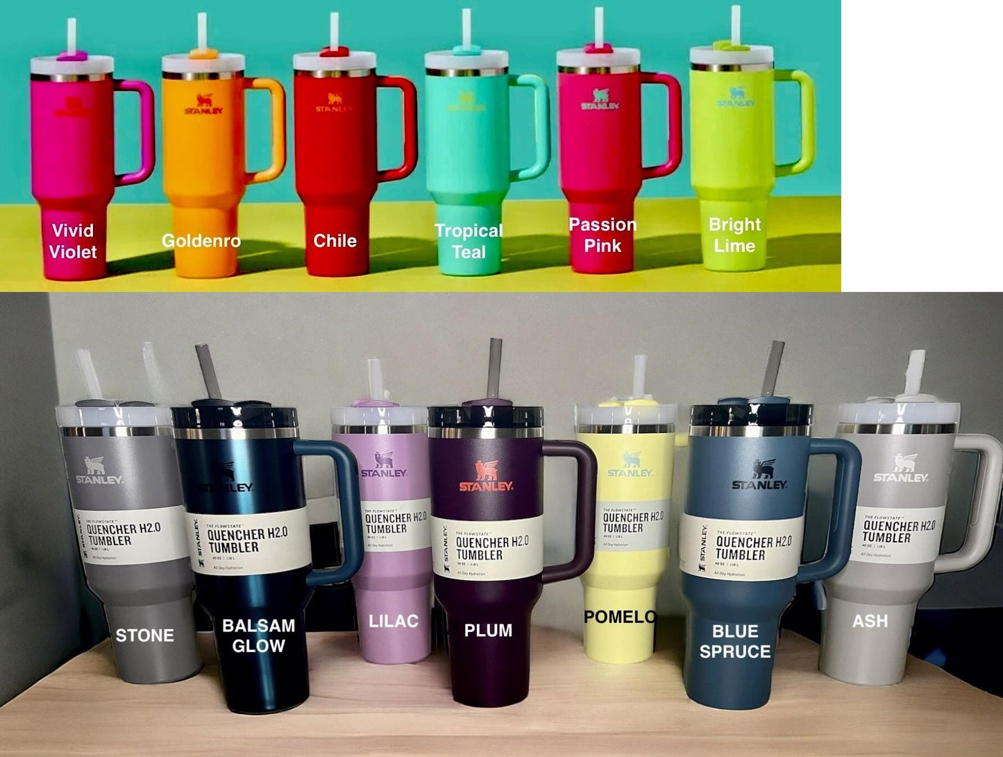 Snowflake -Stanley or Unbranded 40OZ H2.0 Quencher Tumbler-Full Wrap Laser Engraved