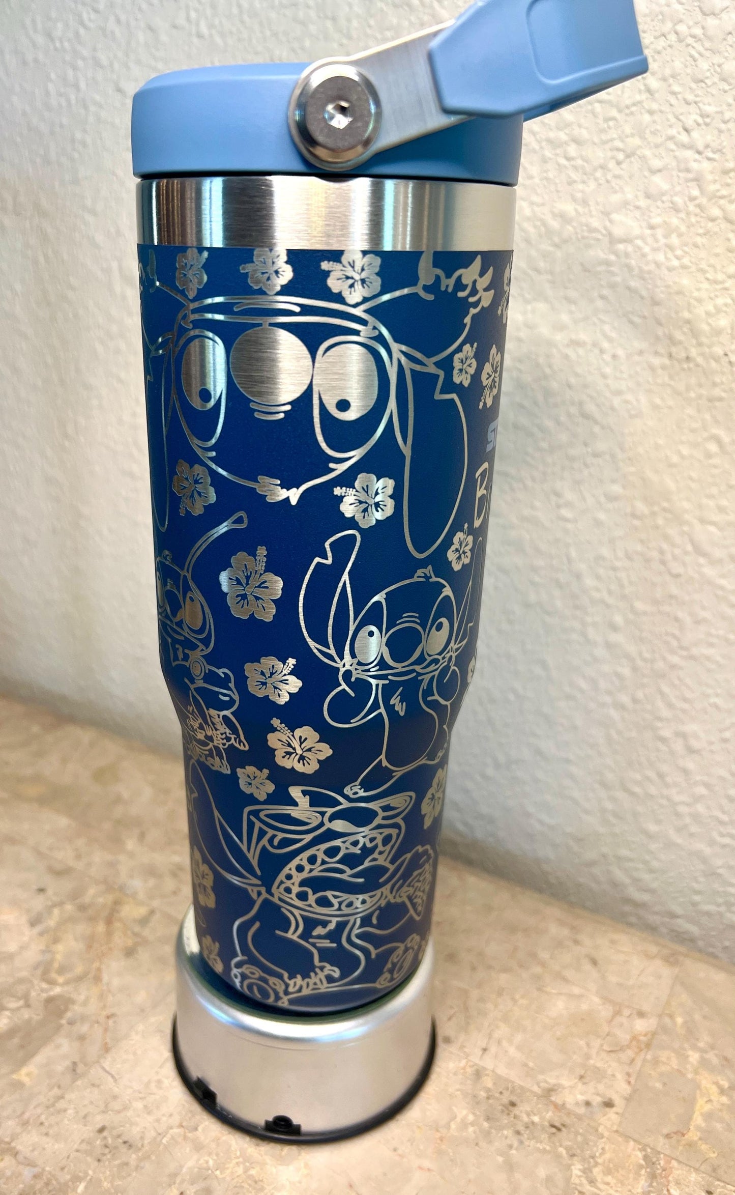 Engraved Blue Alien Stanley Iceflow Flip Straw Tumbler - 30 oz