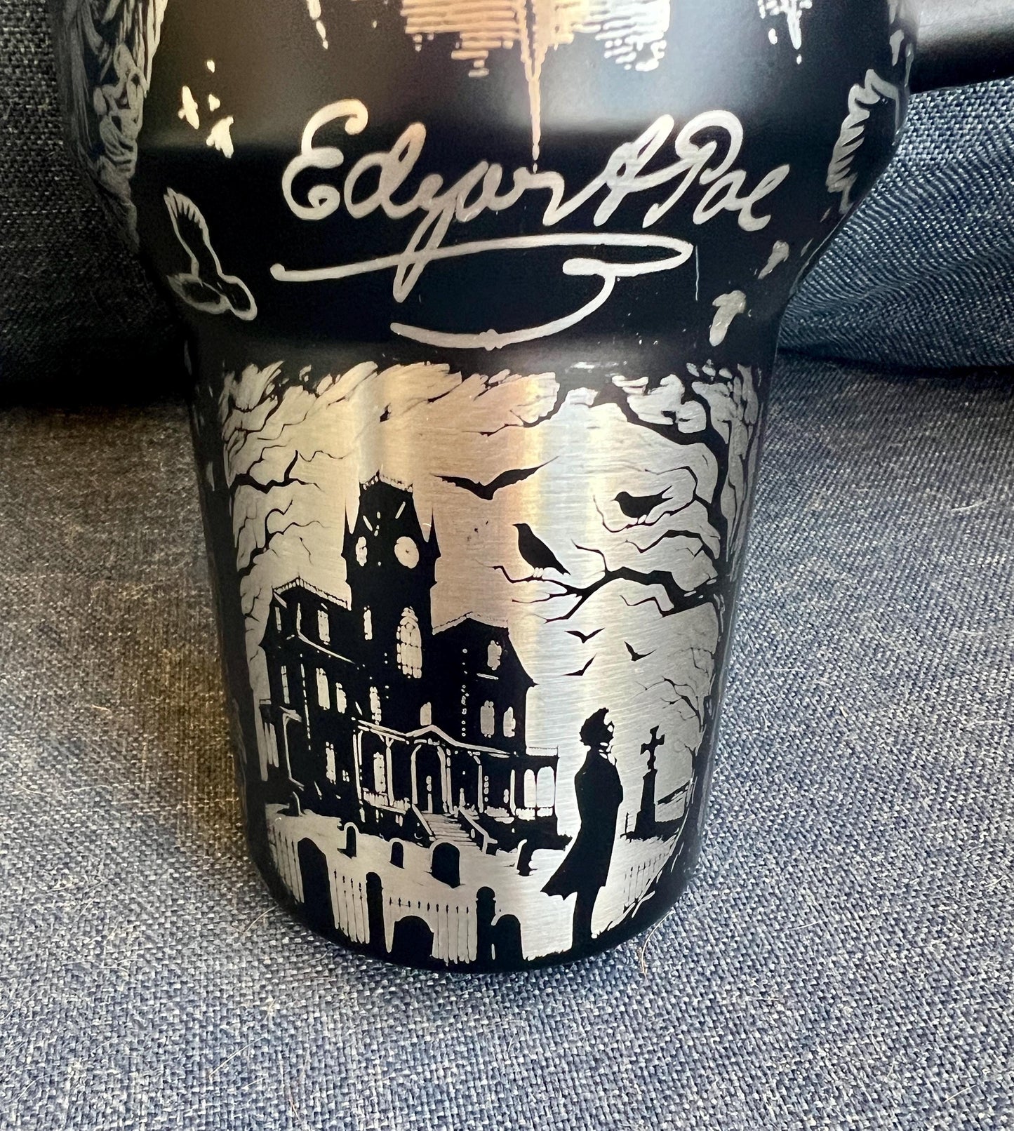 Edgar Allan Poe Stanley Tumbler 40oz: Laser Engraved Travel Cup