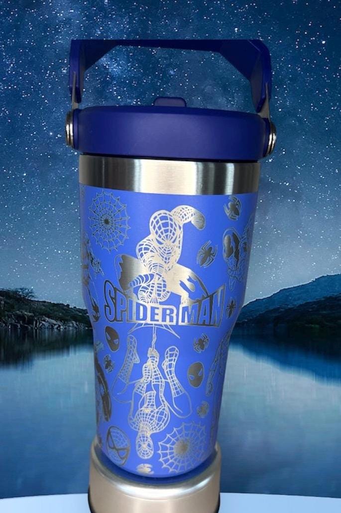 Engraved Spider-Man Stanley IceFlow Tumbler with Straw (20 or 30 Oz)