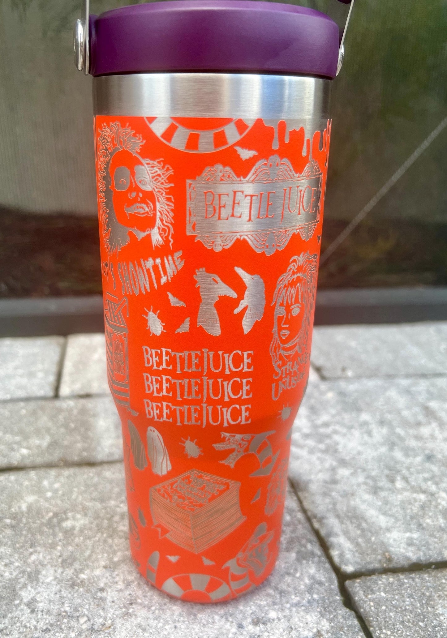 Beetlejuice Engraved Stanley Iceflow Tumbler - 30 oz Flip Straw Cup