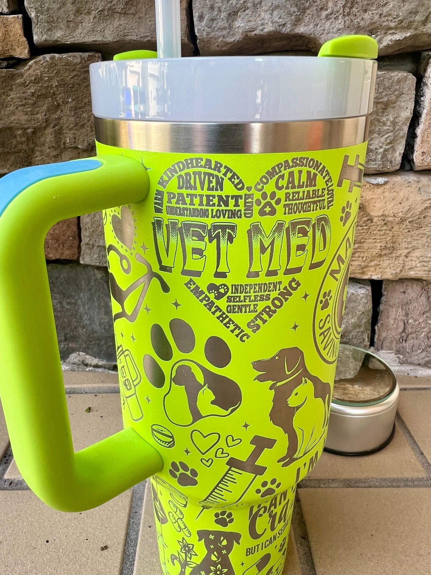 Vet Med Engraved 40 Oz Stanley Or Unbranded Quencher H2.0 Travel Tumbler