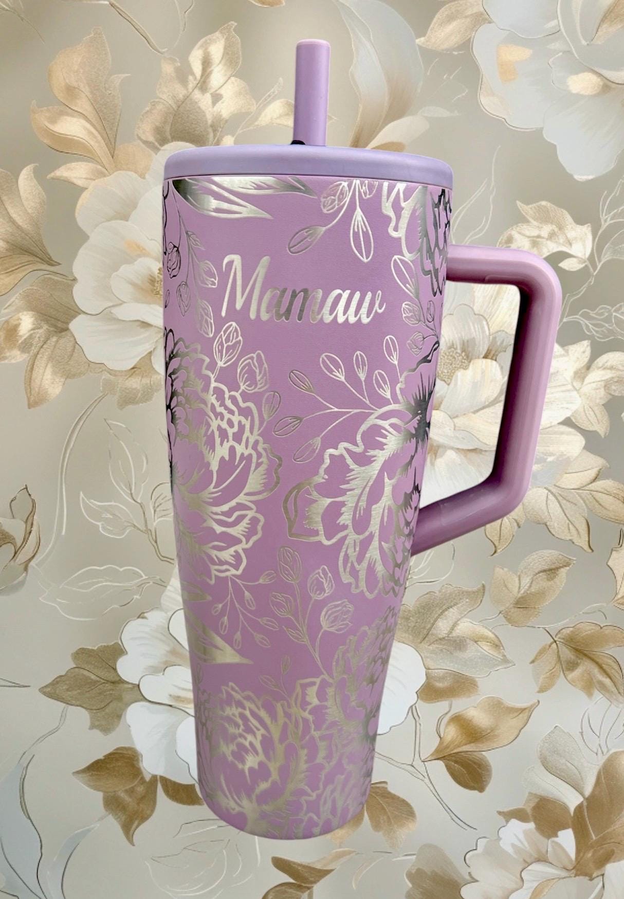 Peony -40 OZ Brumate ERA Leakproof  Tumbler/ cup with Handle-Full Wrap Laser Engraved