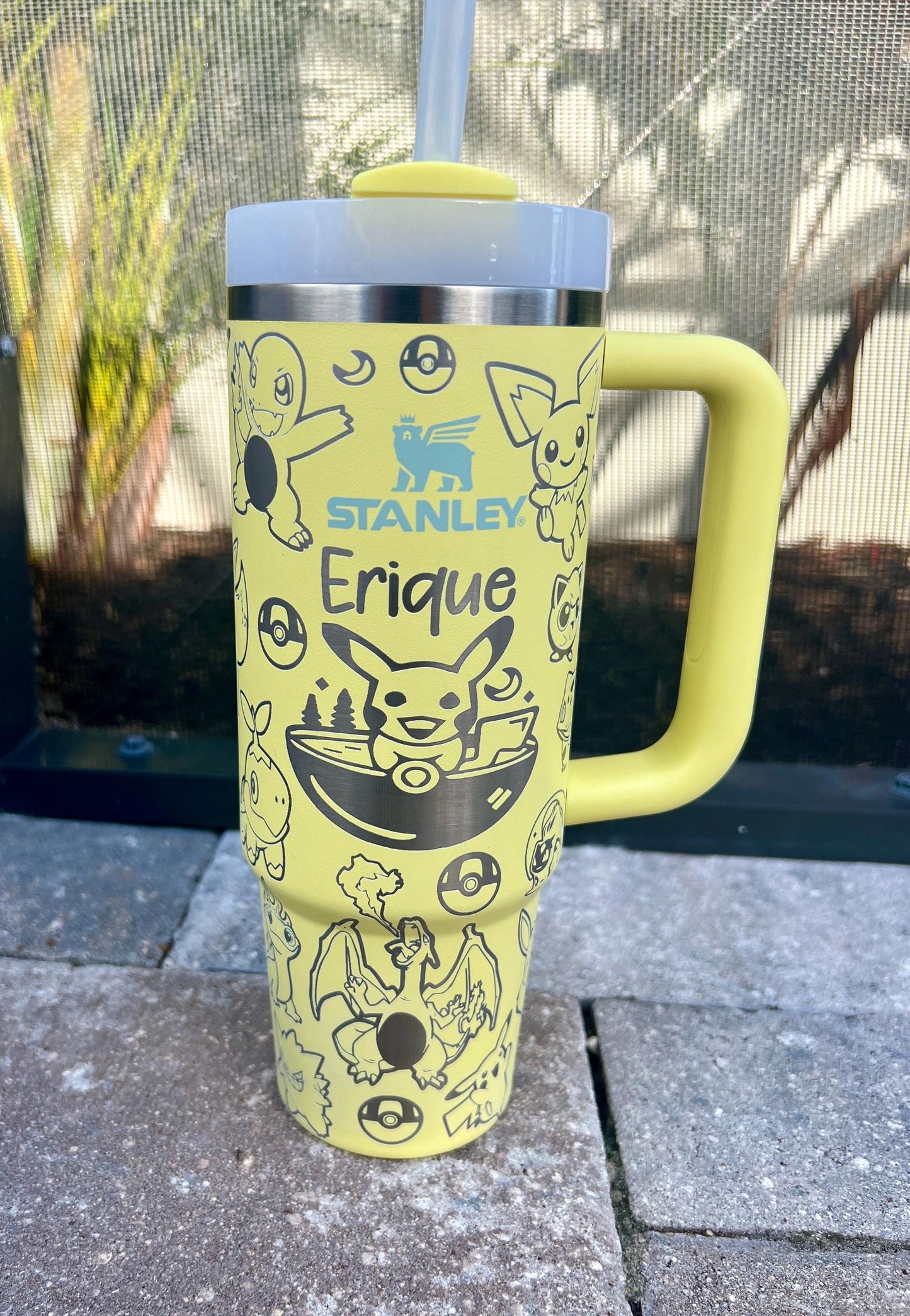 Pokemon Engraved Stanley Mug Pikachu Pika Tumbler Wrap Kids Water Bottle Custom Cup Gift