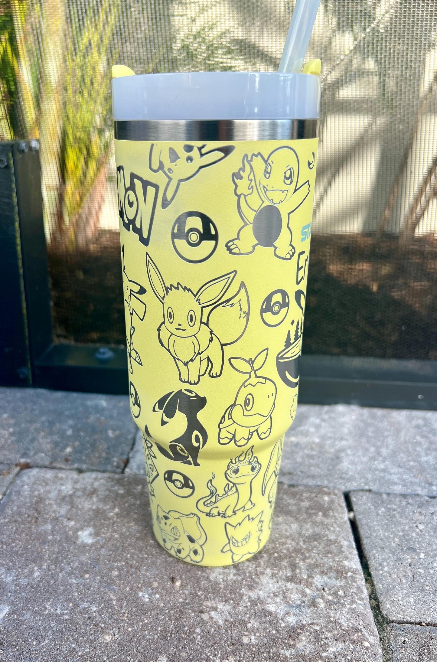 Pokemon Engraved Stanley Mug Pikachu Pika Tumbler Wrap Kids Water Bottle Custom Cup Gift