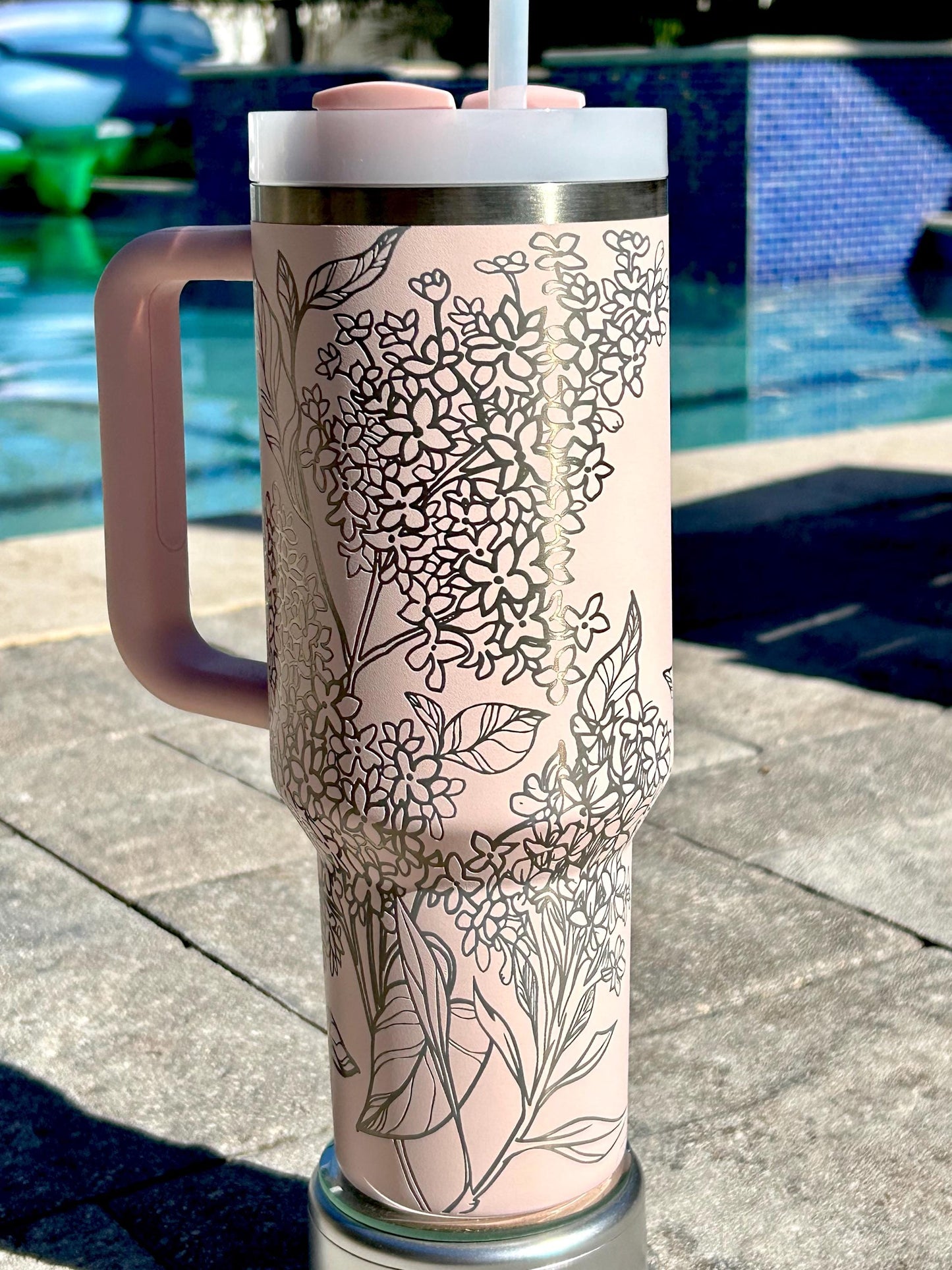 Lilies-Stanley 40OZ H2.0 Quencher Tumbler-Full Wrap Laser Engraved