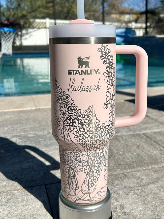 Lilies-Stanley 40OZ H2.0 Quencher Tumbler-Full Wrap Laser Engraved