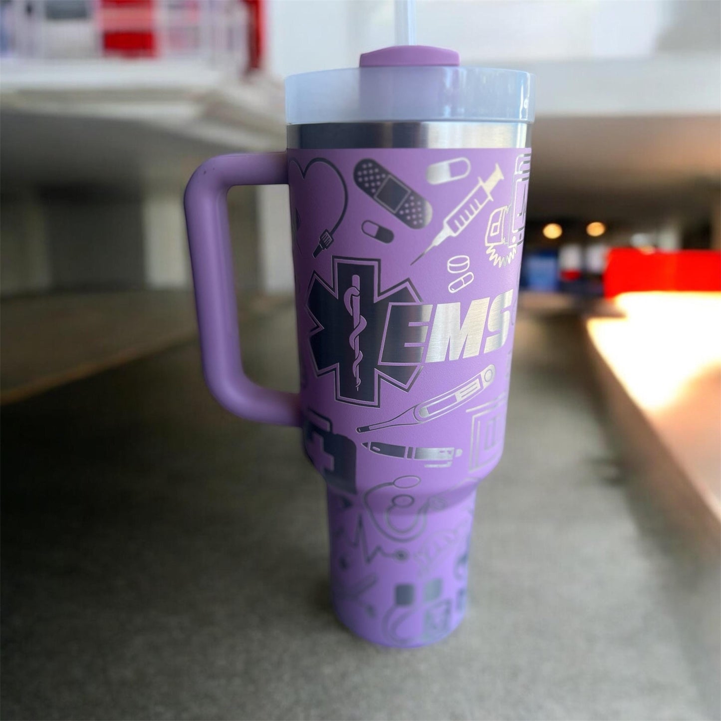 Laser Engraved EMS Stanley Quencher: 40 oz Travel Tumbler