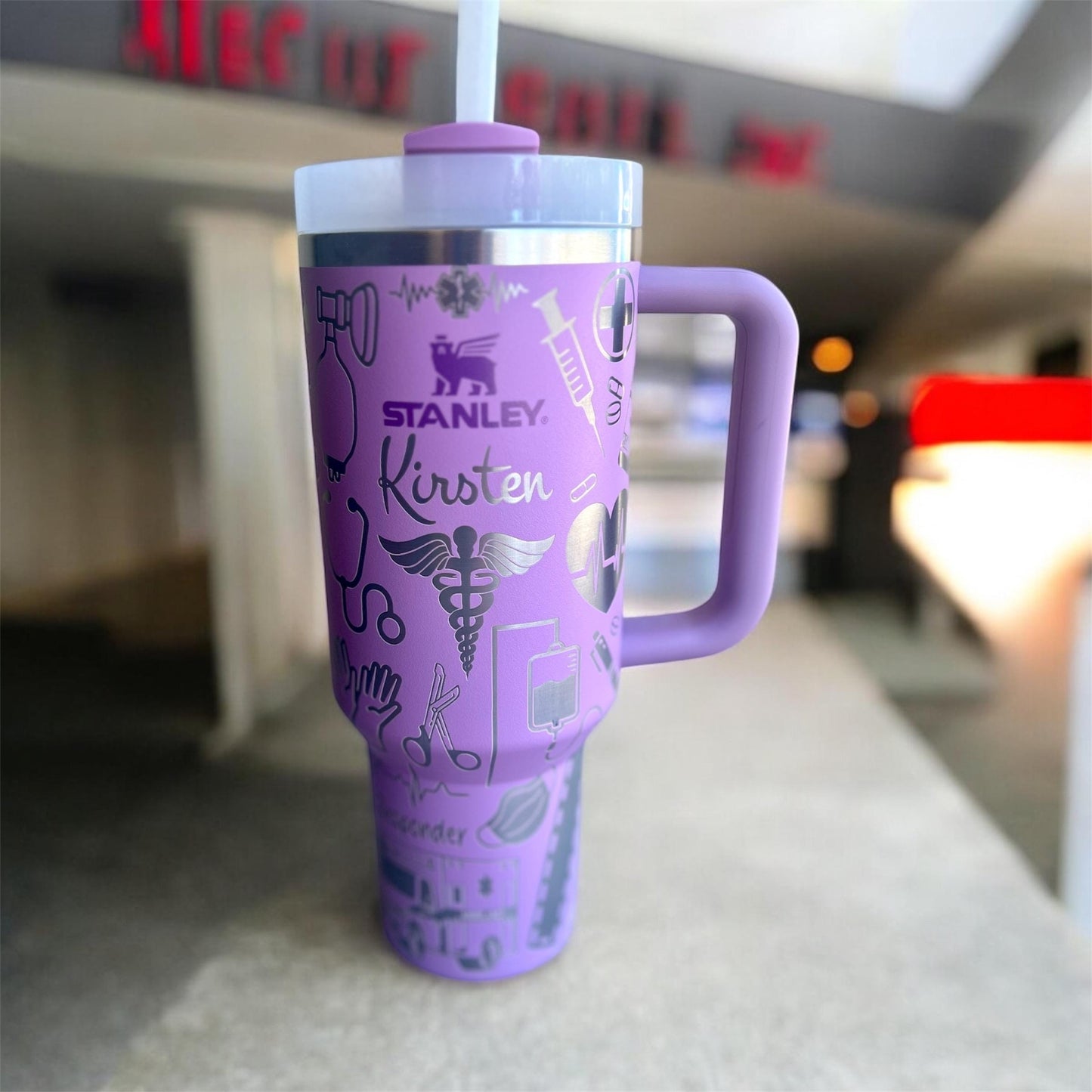 Laser Engraved EMS Stanley Quencher: 40 oz Travel Tumbler