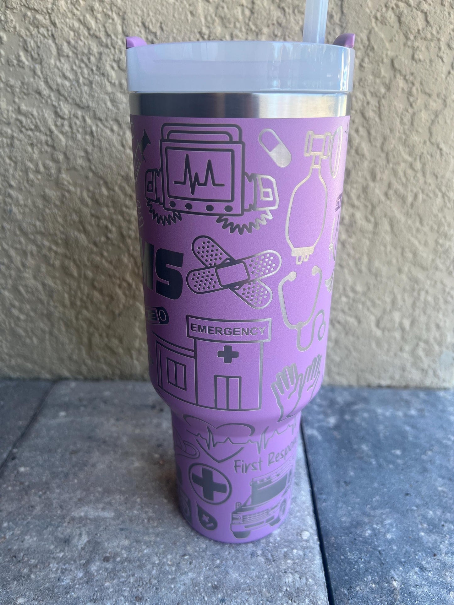 Laser Engraved EMS Stanley Quencher: 40 oz Travel Tumbler