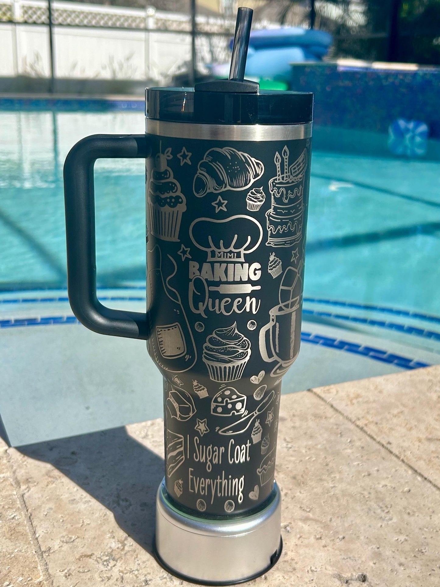 Laser Engraved Baking Stanley Tumbler - 40 oz Quencher with Handle