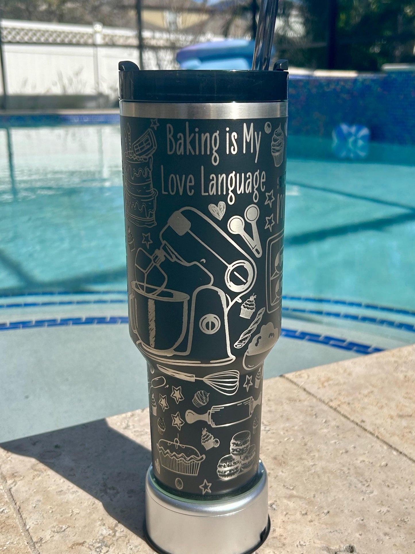 Laser Engraved Baking Stanley Tumbler - 40 oz Quencher with Handle