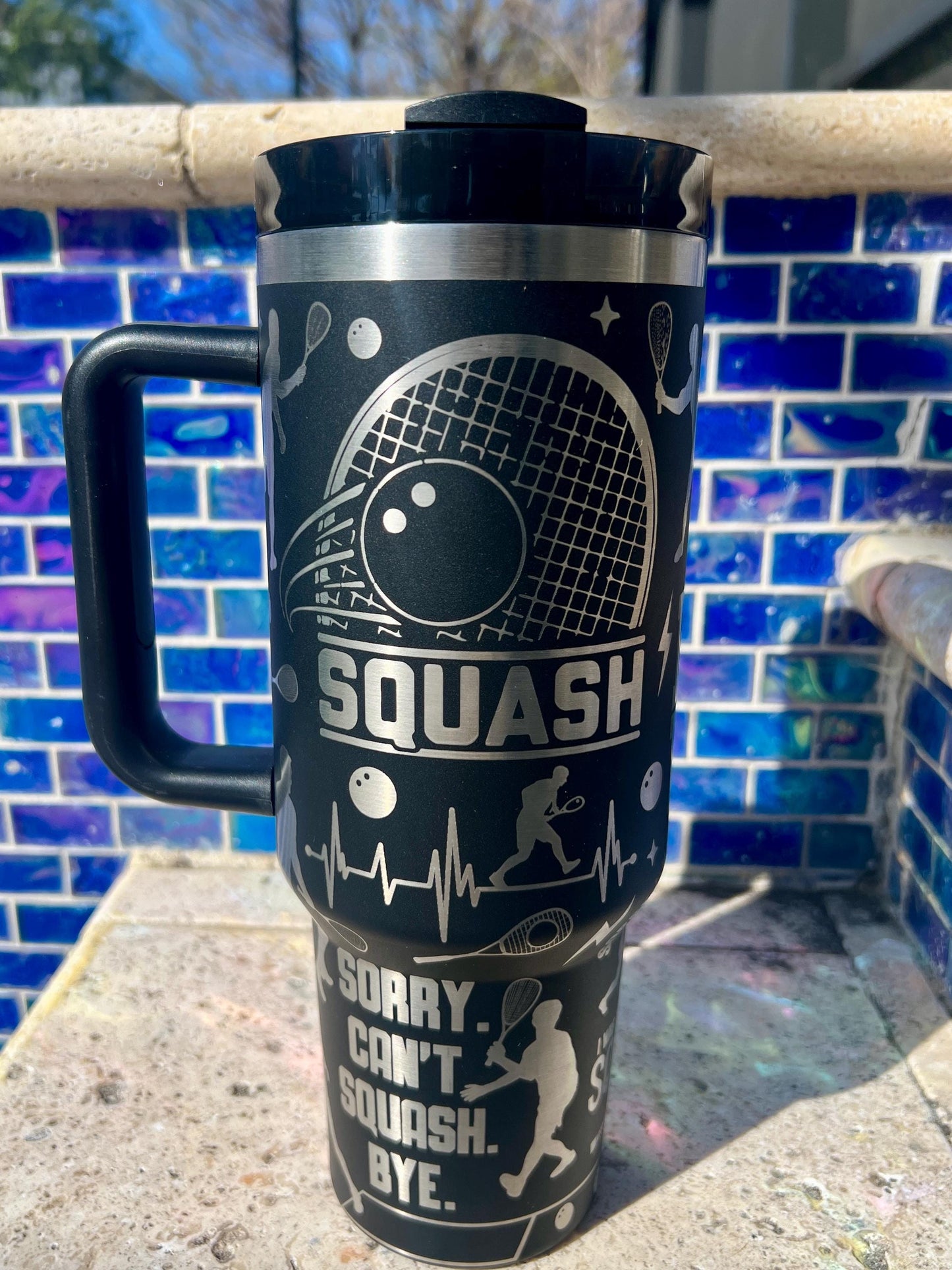 Laser Engraved Squash Travel Tumbler: Personalized 40 Oz Cup