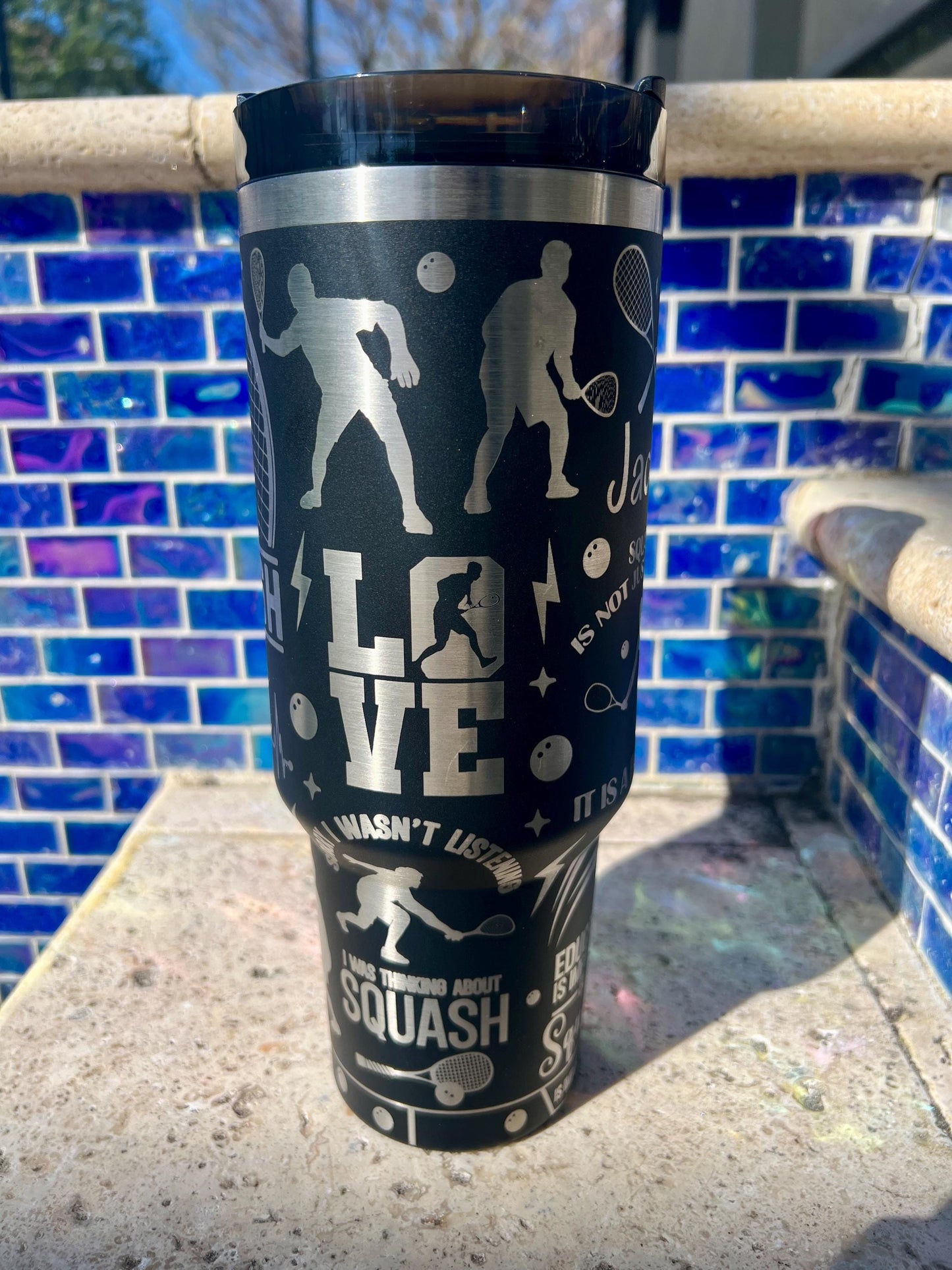 Laser Engraved Squash Travel Tumbler: Personalized 40 Oz Cup