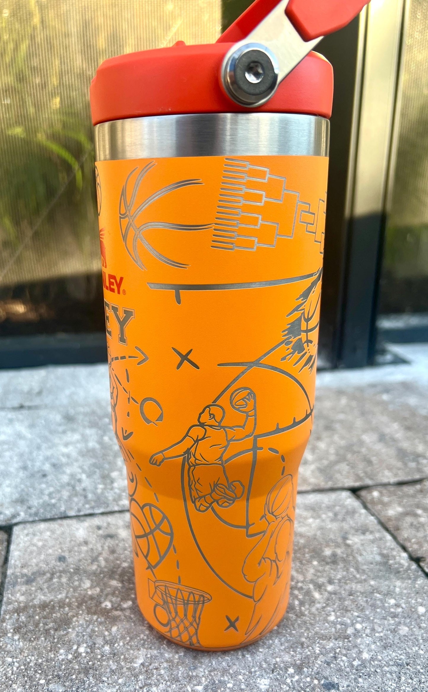 Laser Engraved Basketball Stanley Iceflow Tumbler - 30 Oz Flipstraw