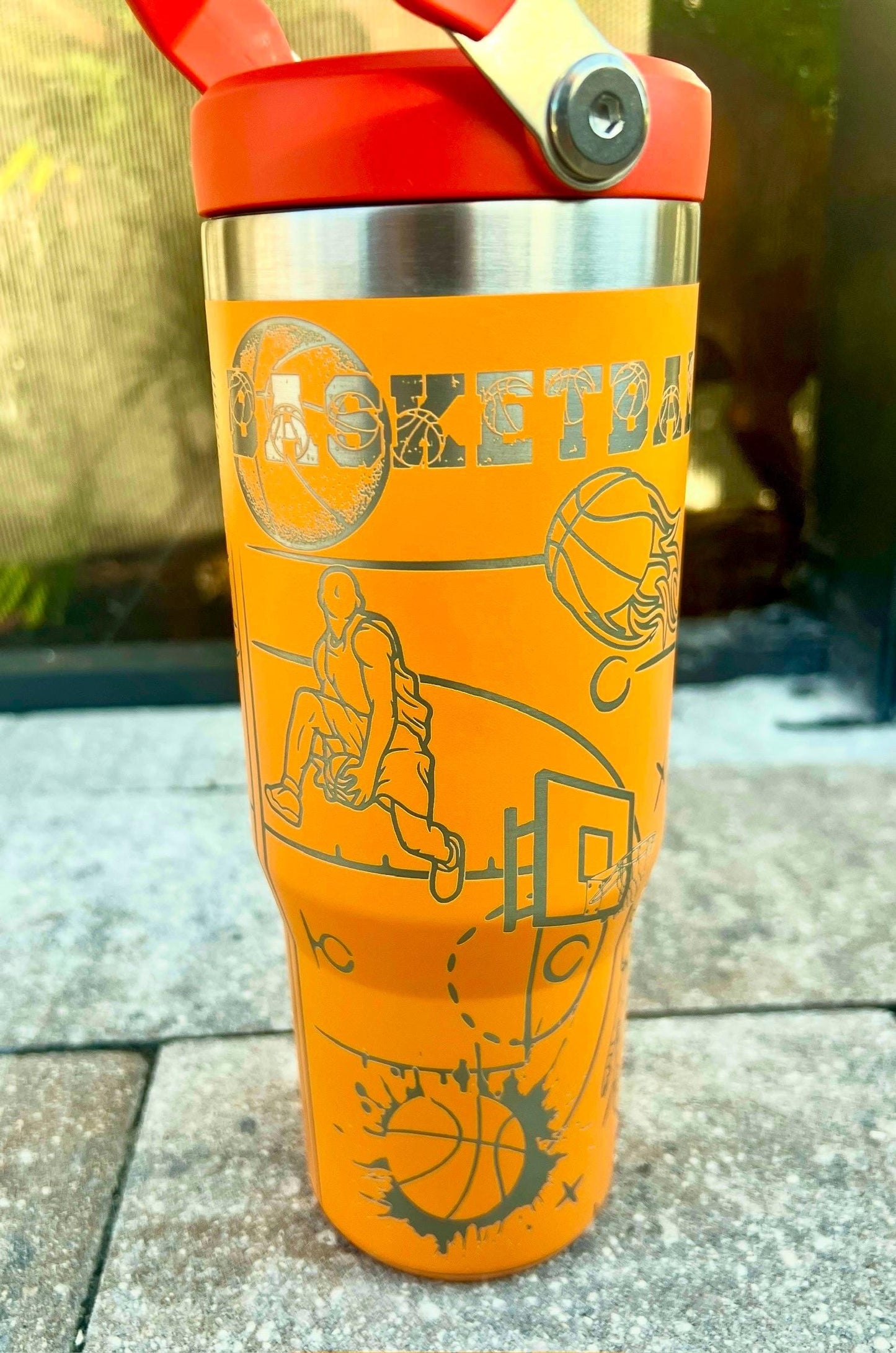 Laser Engraved Basketball Stanley Iceflow Tumbler - 30 Oz Flipstraw