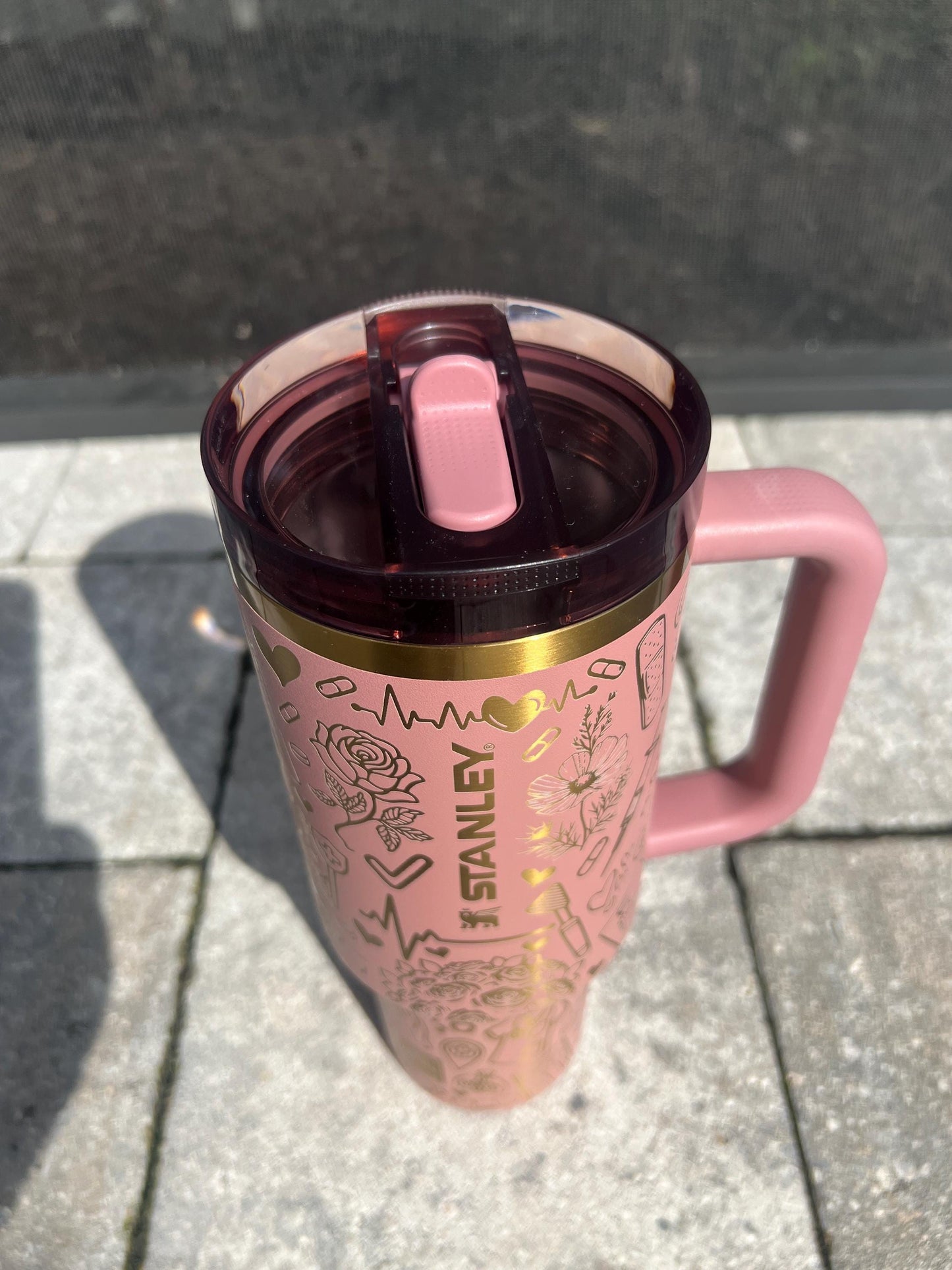 Personalized Nurse Stanley 40 Oz Tumbler: Engraved Floral Design