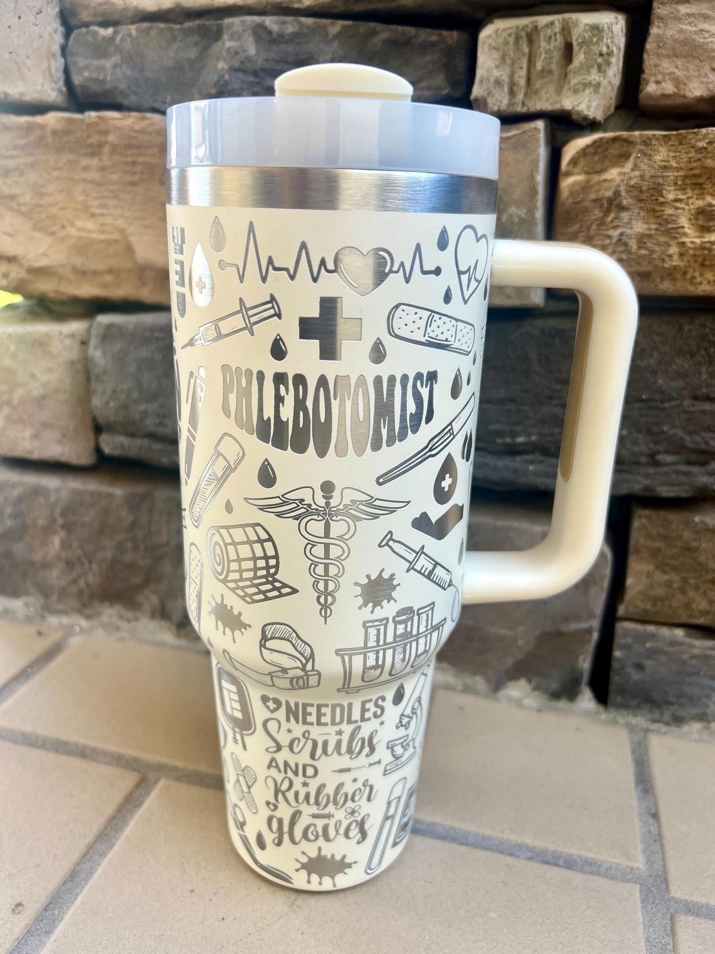 Personalized Phlebotomist 40 Oz Tumbler: Engraved Travel Mug, Nurse Gift