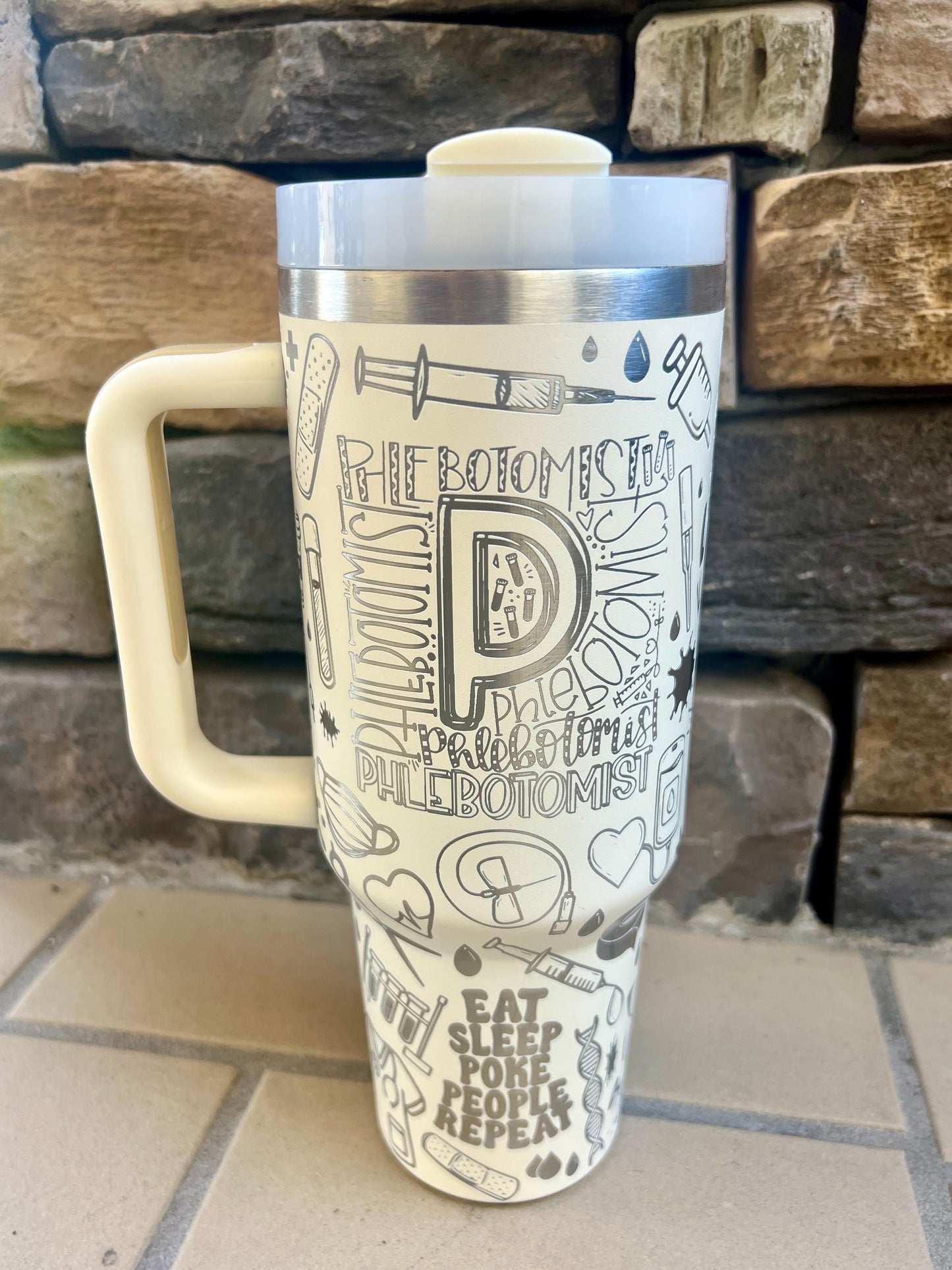 Personalized Phlebotomist 40 Oz Tumbler: Engraved Travel Mug, Nurse Gift