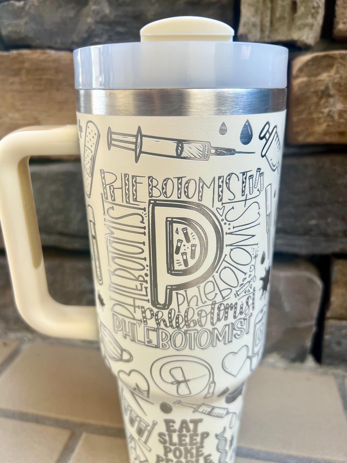 Personalized Phlebotomist 40 Oz Tumbler: Engraved Travel Mug, Nurse Gift