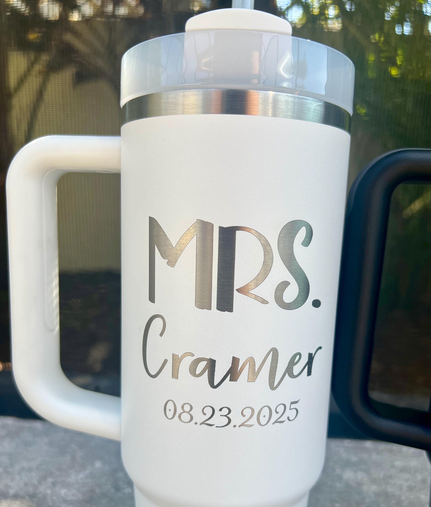 Personalized Mr & Mrs Stanley Tumblers: Laser Engraved Bridal Shower Gift
