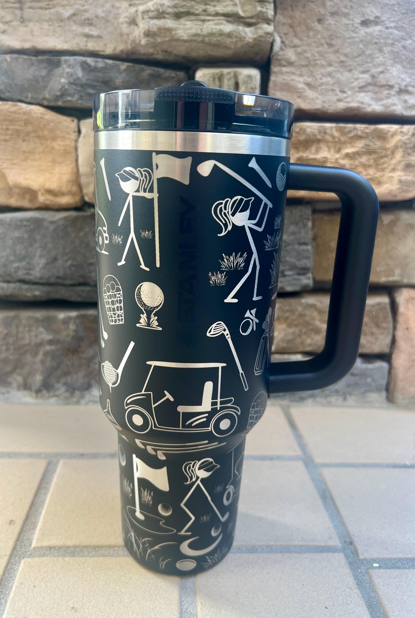 Engraved Stanley 40 Oz Tumbler: Personalized Golf Doodles Protour Cup