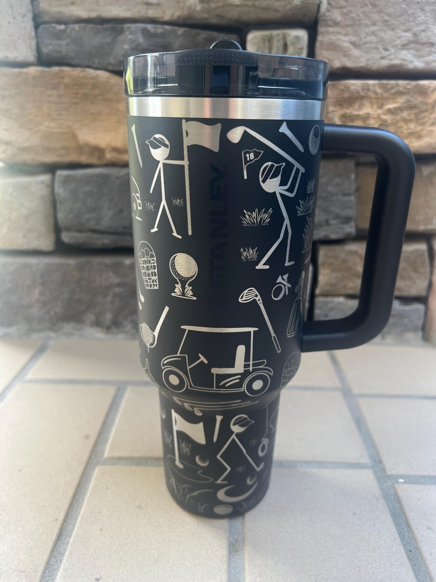 Engraved Stanley 40 Oz Tumbler: Personalized Golf Doodles Protour Cup