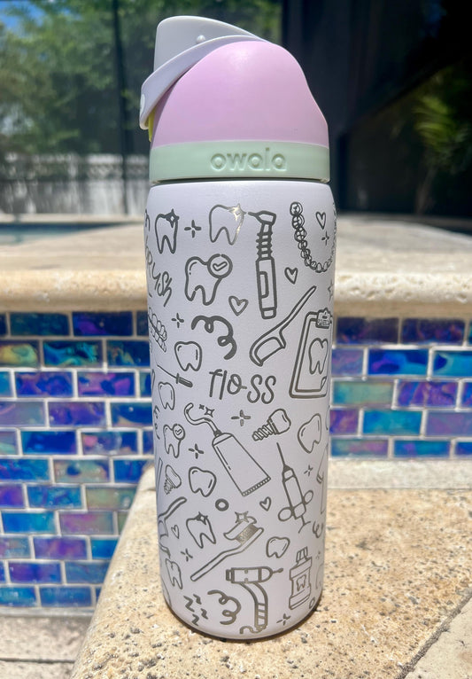 Dental Work- 24 ,32 , or 40 oz OWALA Free Sip Tumbler, Full wrap laser engraved