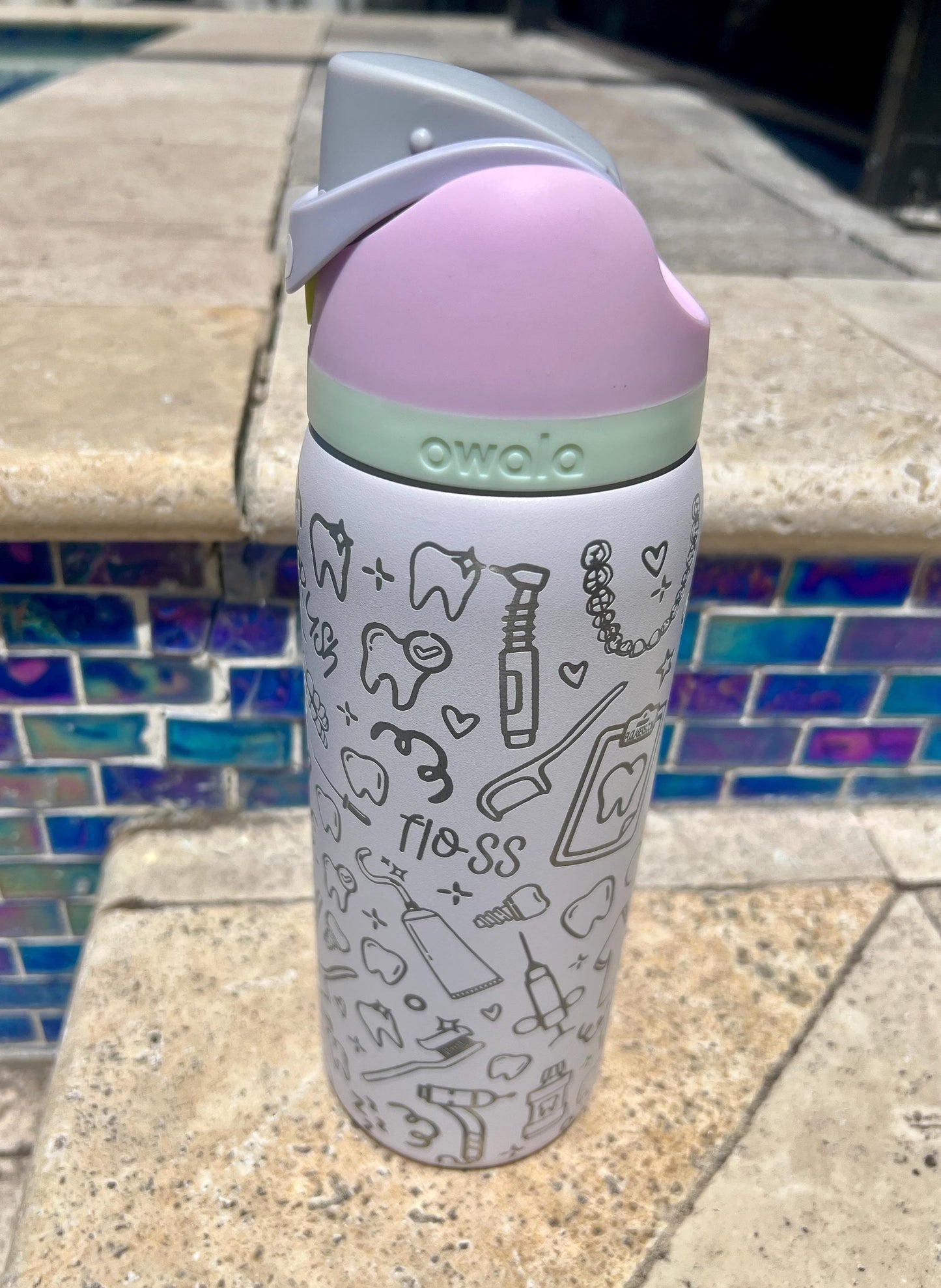 Dental Work- 24 ,32 , or 40 oz OWALA Free Sip Tumbler, Full wrap laser engraved