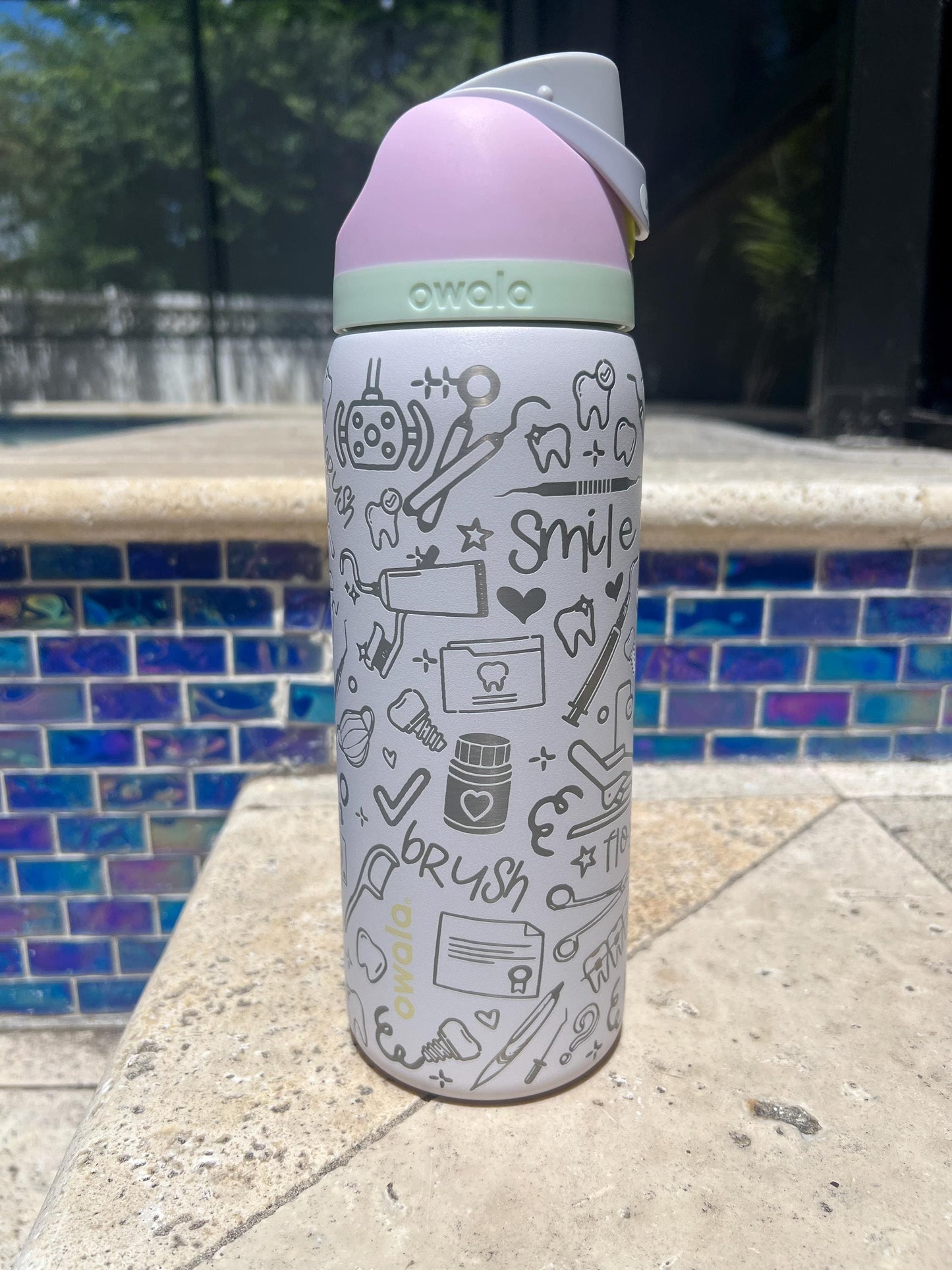 Dental Work- 24 ,32 , or 40 oz OWALA Free Sip Tumbler, Full wrap laser engraved
