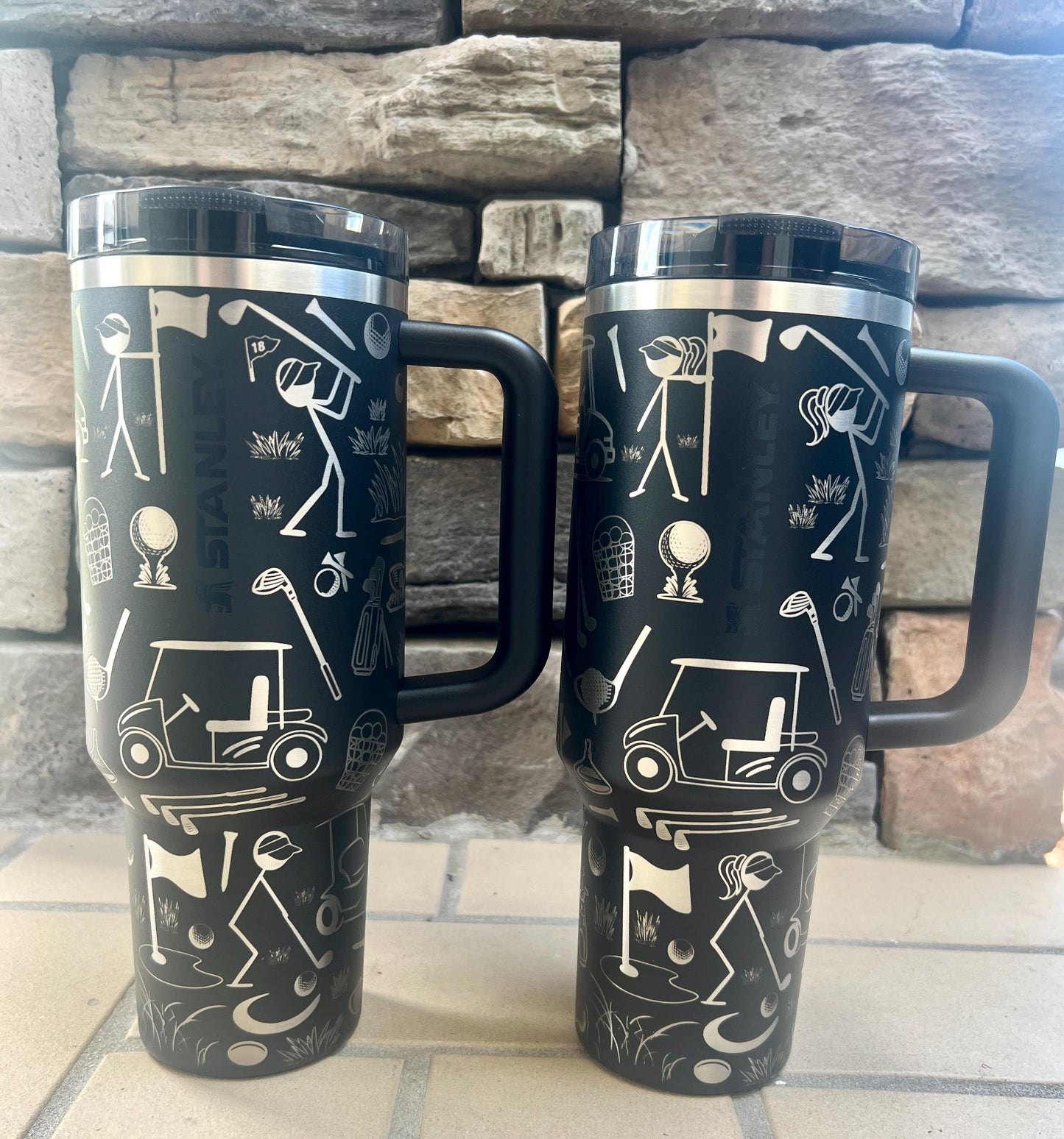 Engraved Stanley 40 Oz Tumbler: Personalized Golf Doodles Protour Cup