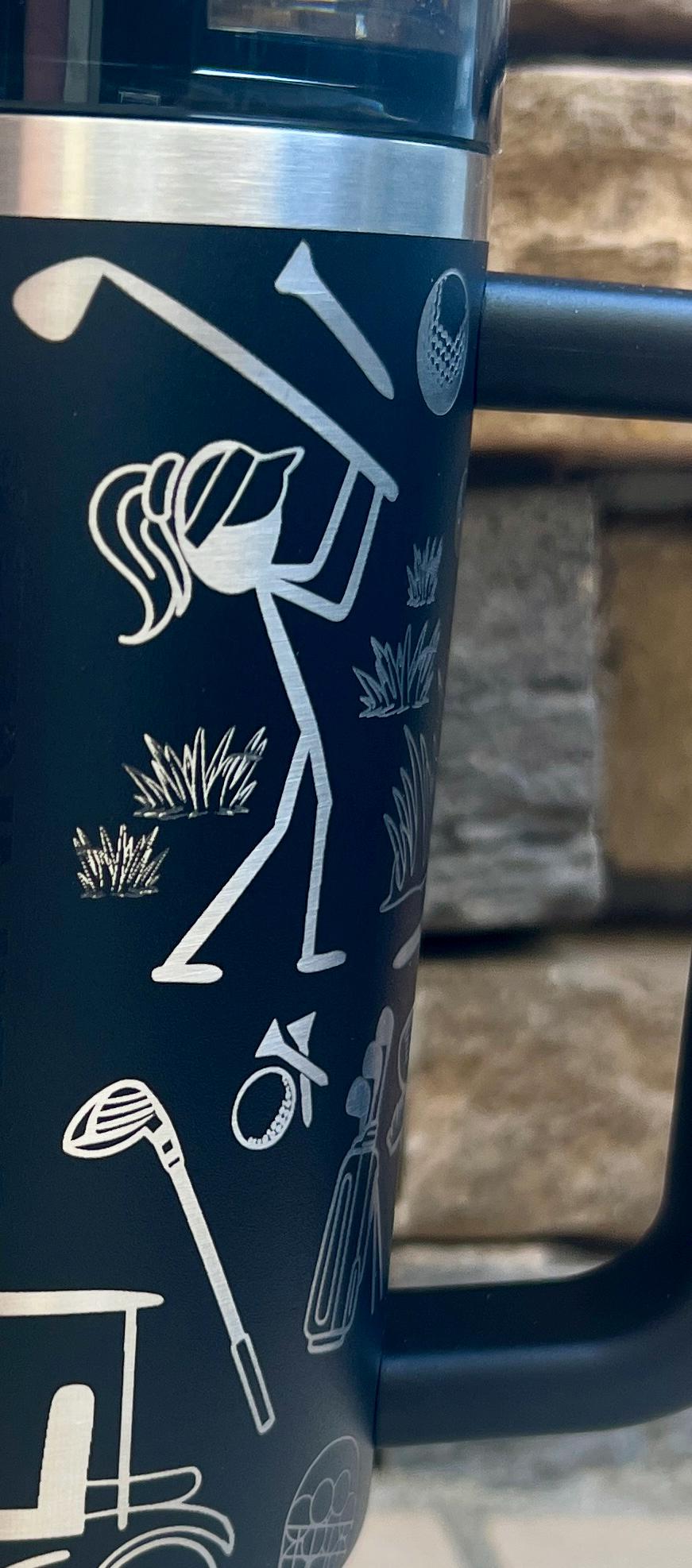 Laser Engraved Golf Doodles Stanley 40oz Quencher Tumbler