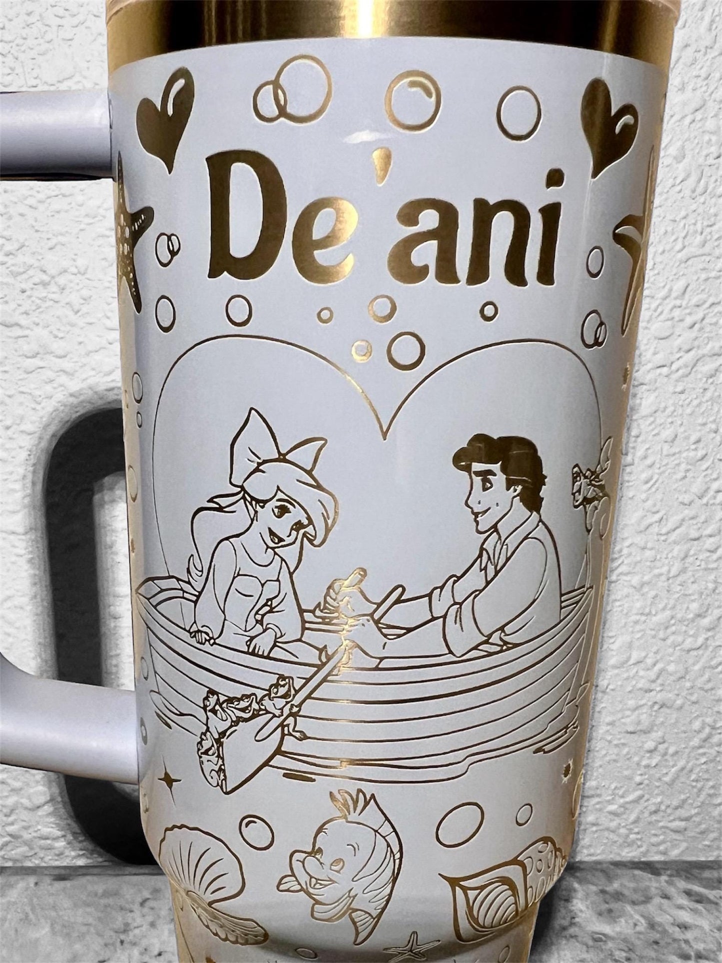 Little Mer Maid-30 OZ Stanley H2.0 Quencher Tumbler With Handle-Full Wrap Engraved