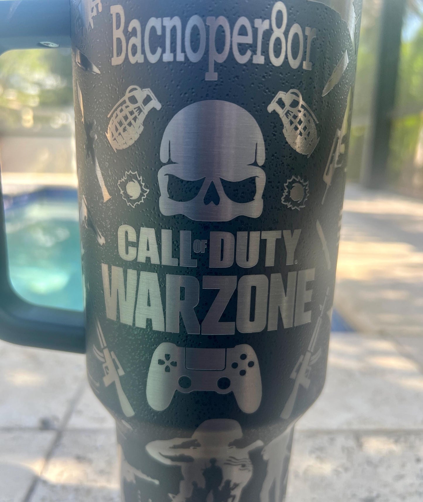 Laser Engraved 40 Oz Stanley Tumbler: Gamer Call of Duty Design
