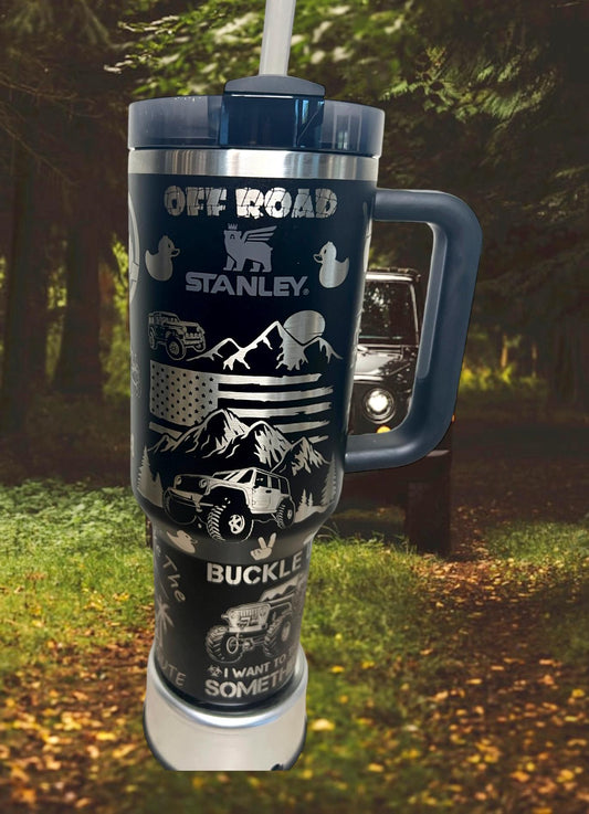 Off Road Stanley Tumbler 40 Oz: Engraved Travel Quencher with Handle