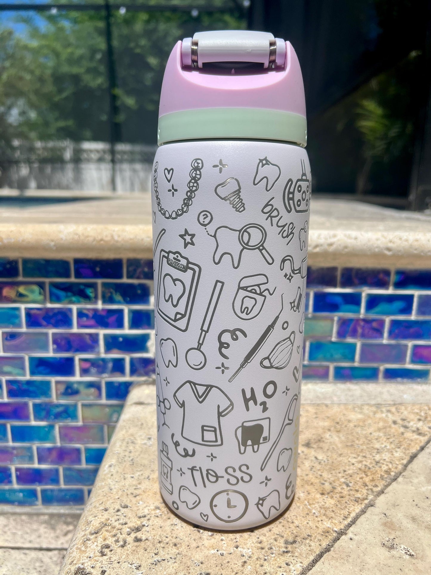 Dental Work- 24 ,32 , or 40 oz OWALA Free Sip Tumbler, Full wrap laser engraved