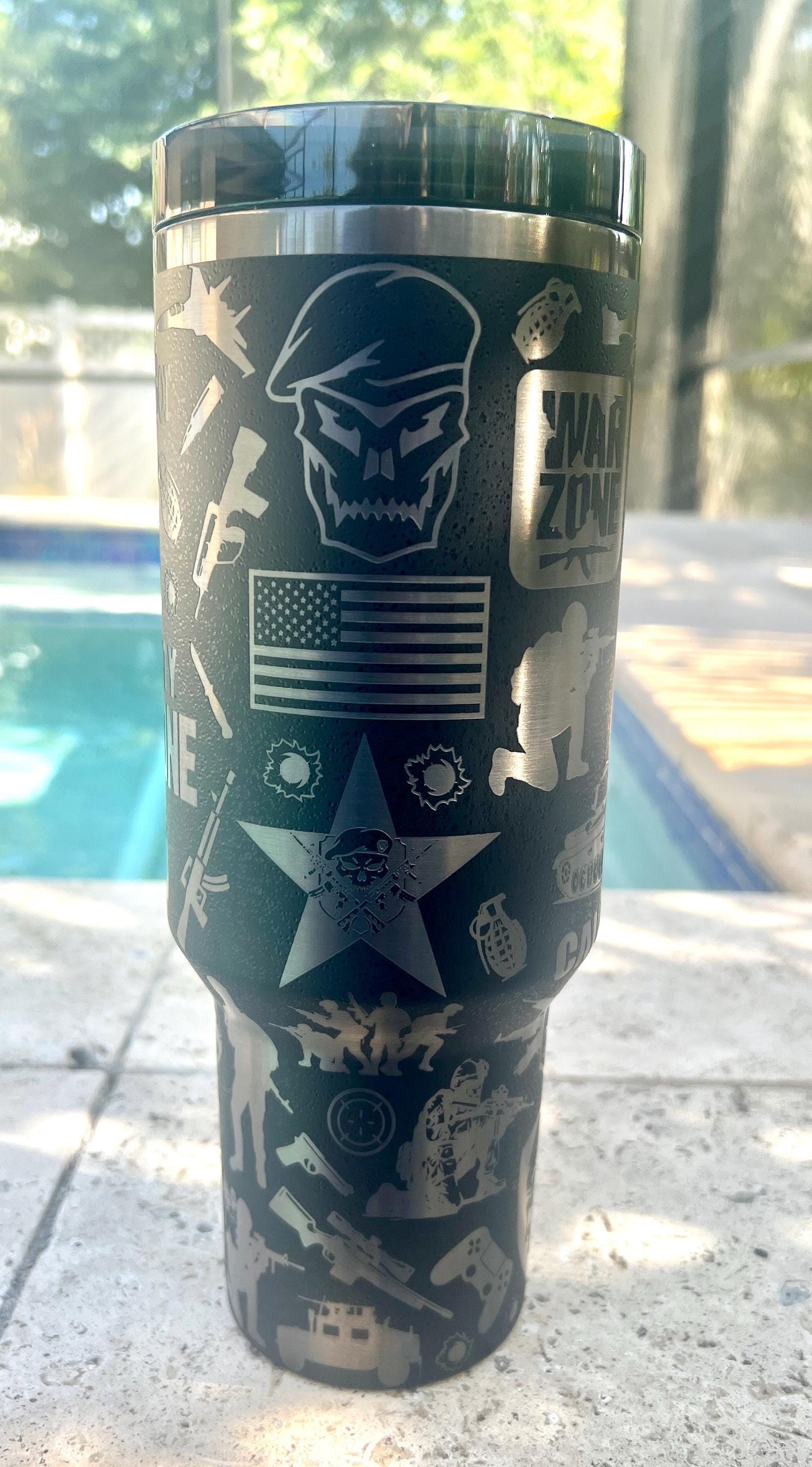 Laser Engraved 40 Oz Stanley Tumbler: Gamer Call of Duty Design