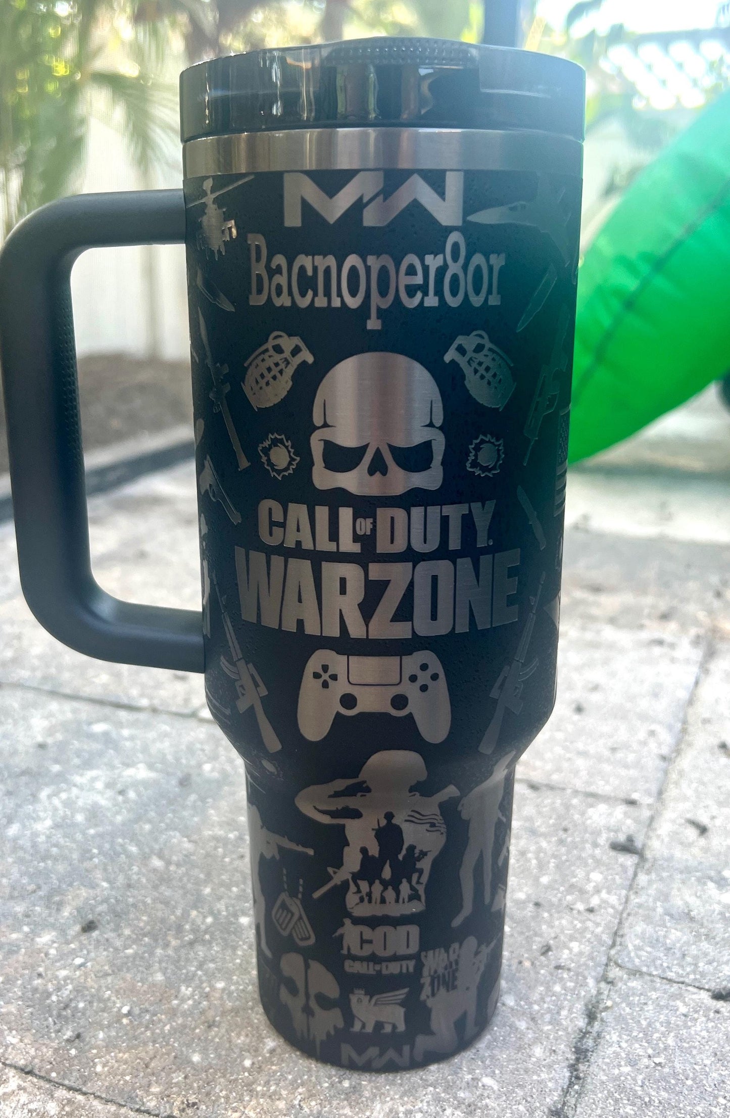 Laser Engraved 40 Oz Stanley Tumbler: Gamer Call of Duty Design
