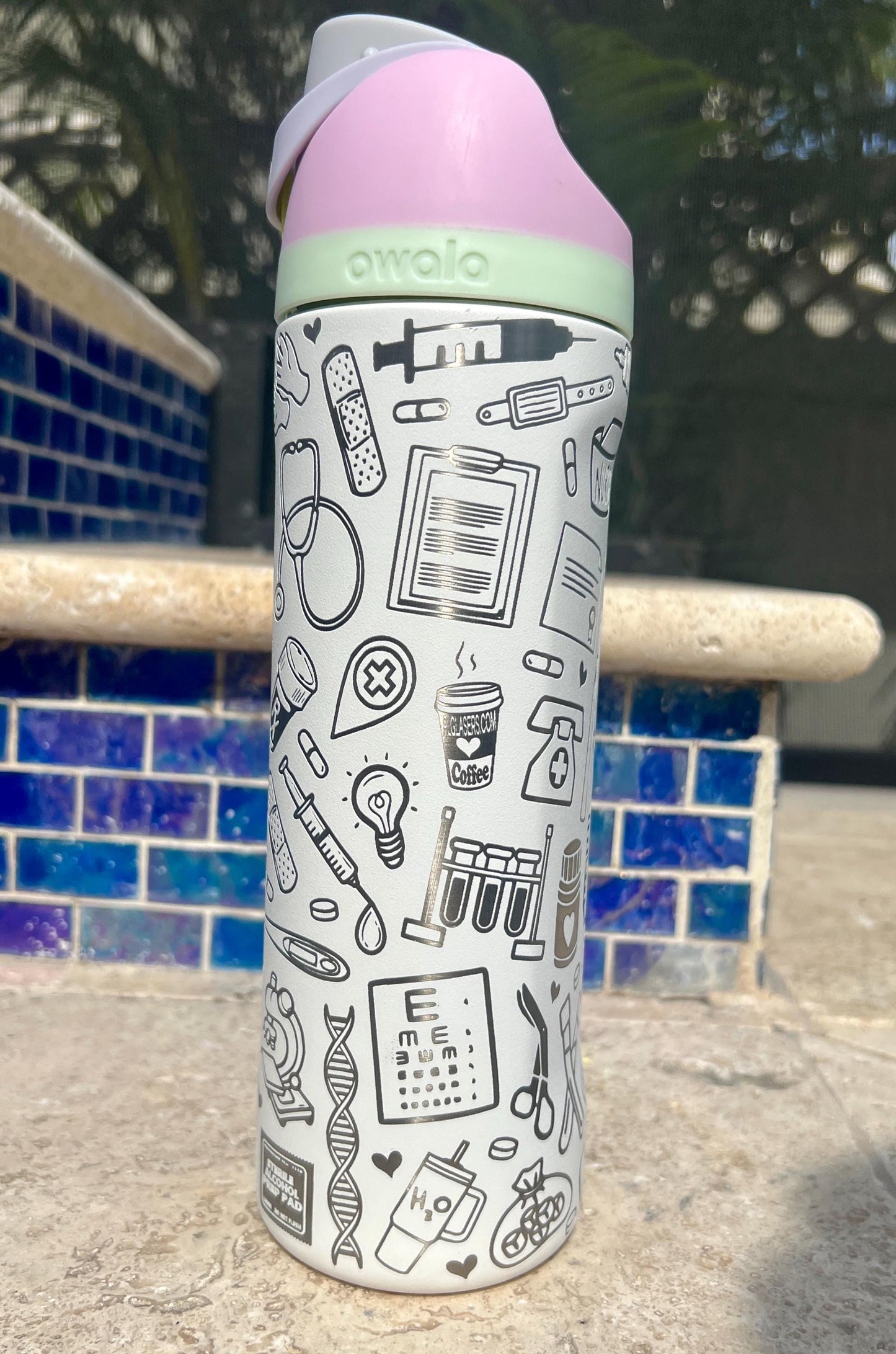 Nurse Life - 24 ,32 or 40 oz OWALA Free Sip Tumbler, Full wrap engraved