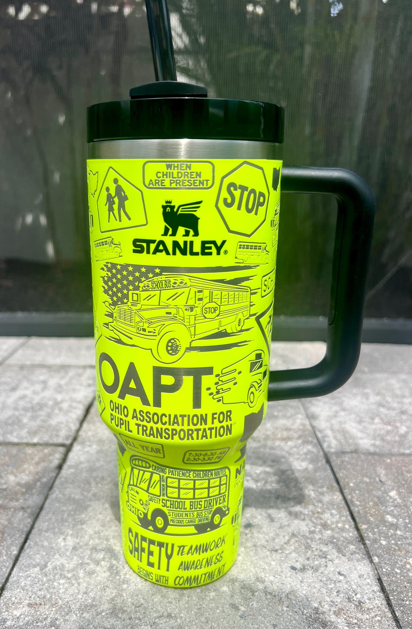Laser Engraved OAPT Bus Tumbler: Personalized Stanley, Owala, or Unbranded