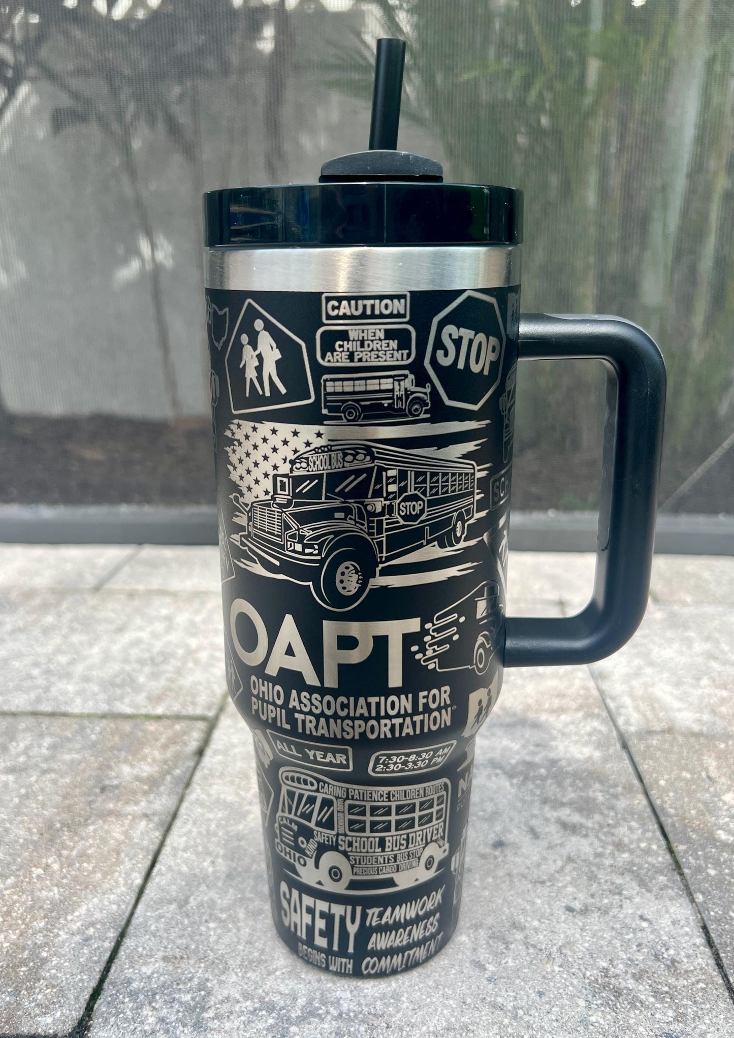 Laser Engraved OAPT Bus Tumbler: Personalized Stanley, Owala, or Unbranded