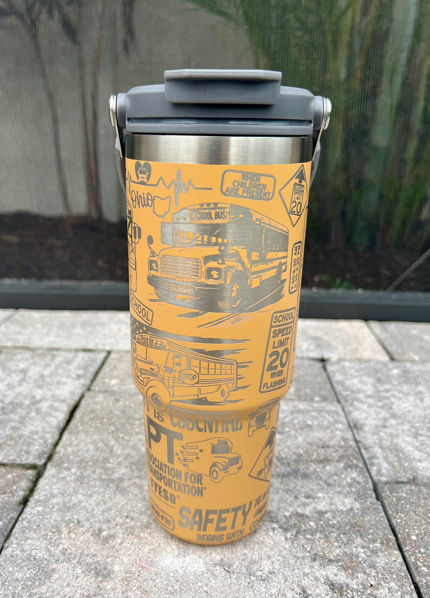 Laser Engraved OAPT Bus Tumbler: Personalized Stanley, Owala, or Unbranded