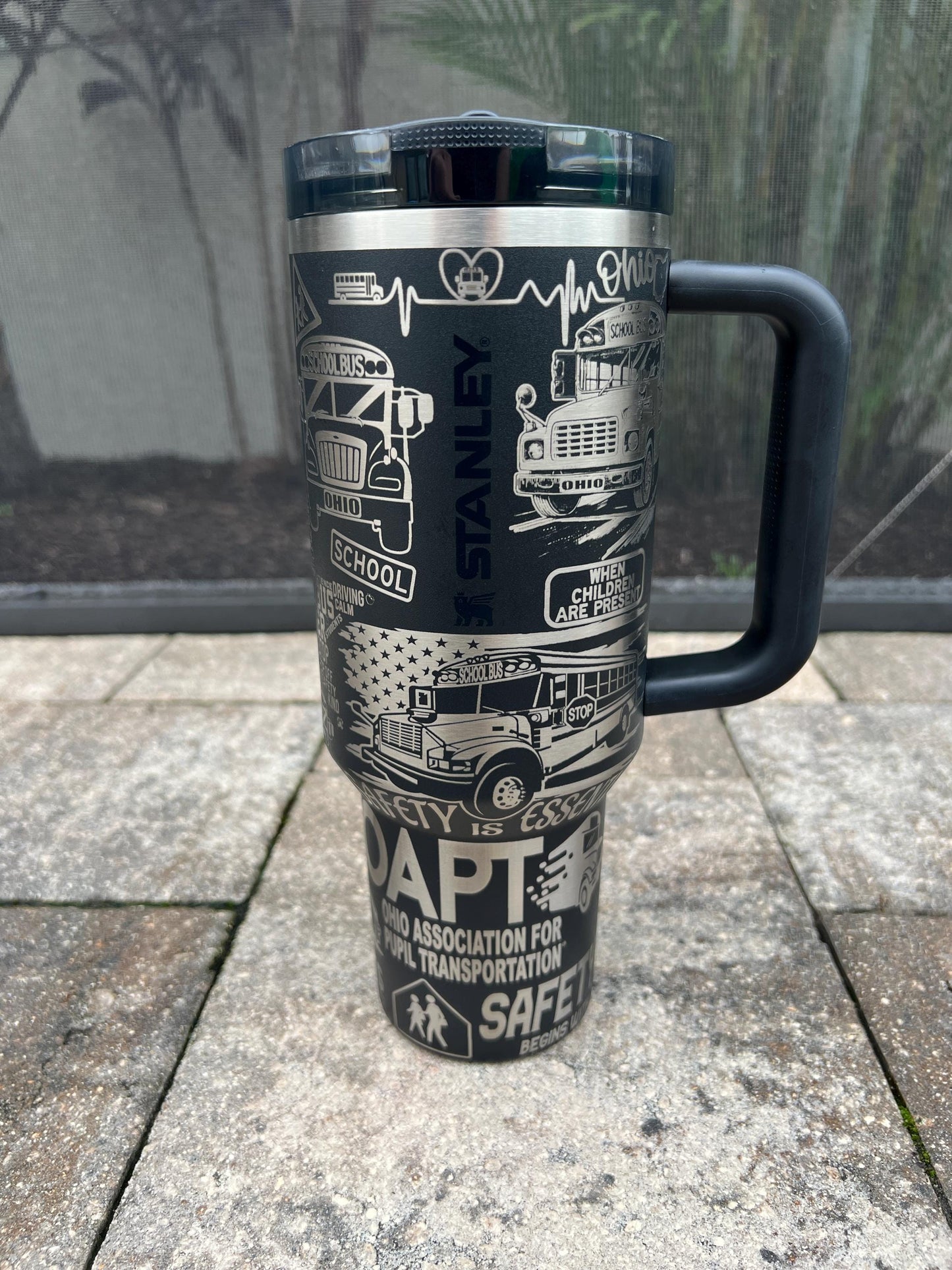 Laser Engraved OAPT Bus Tumbler: Personalized Stanley, Owala, or Unbranded